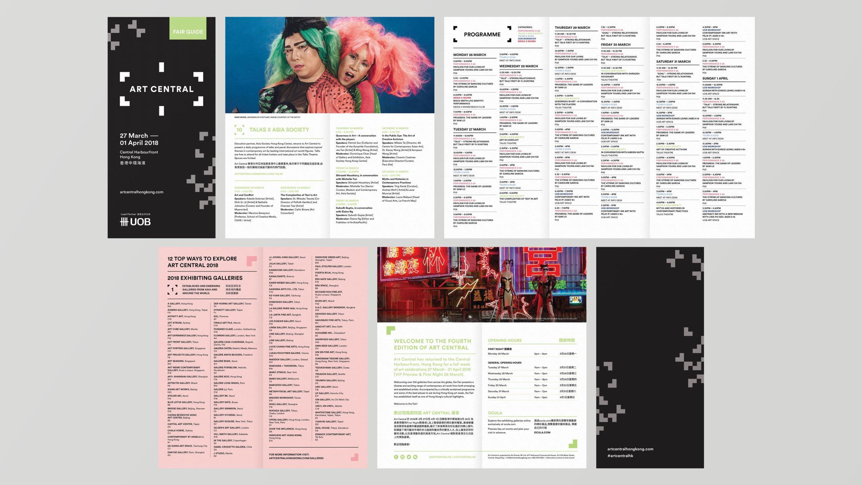 Art Central 2018 fair guide showcasing the front and back cover and internal spreads