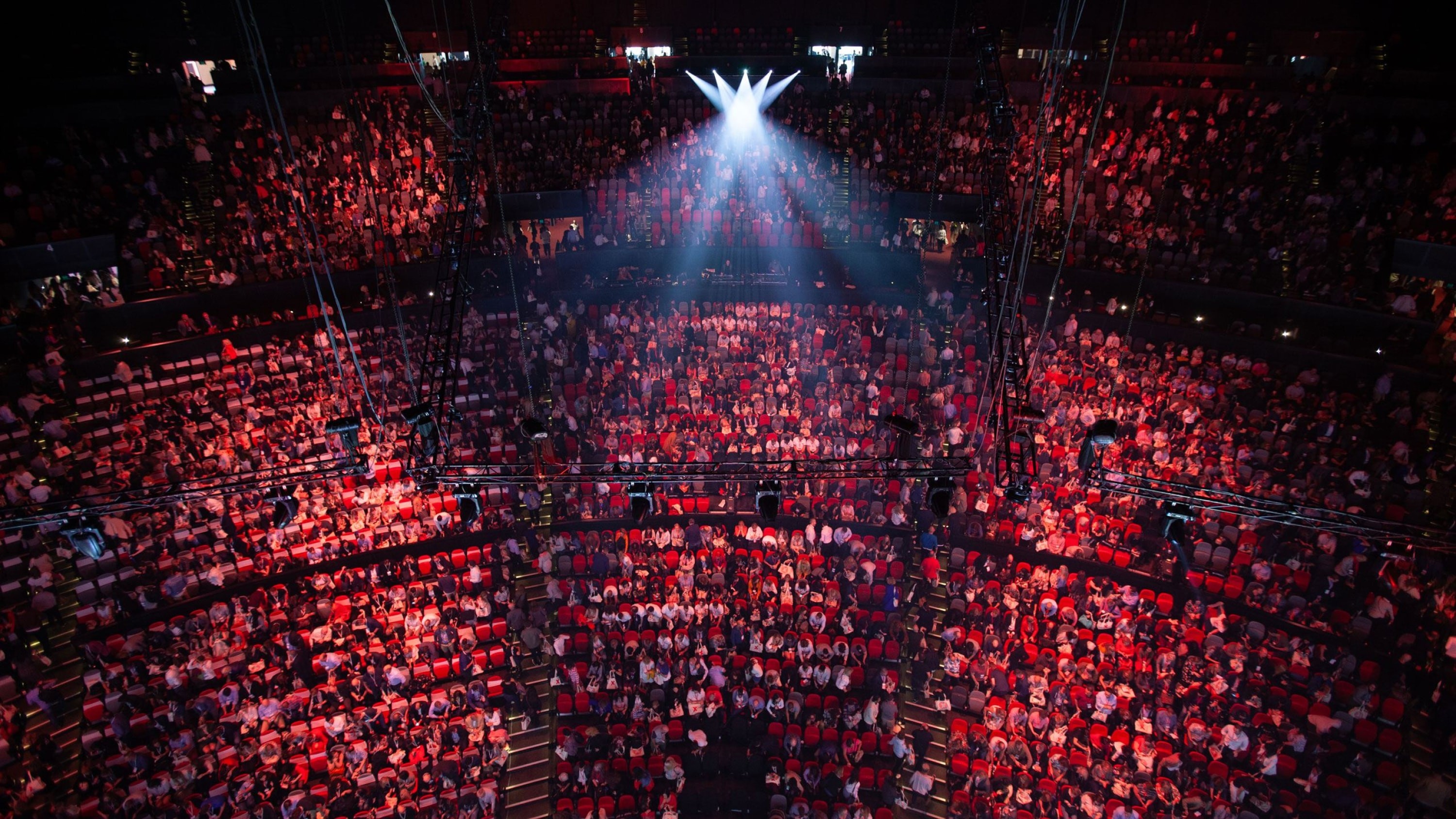 A top down view of a large audience at the event