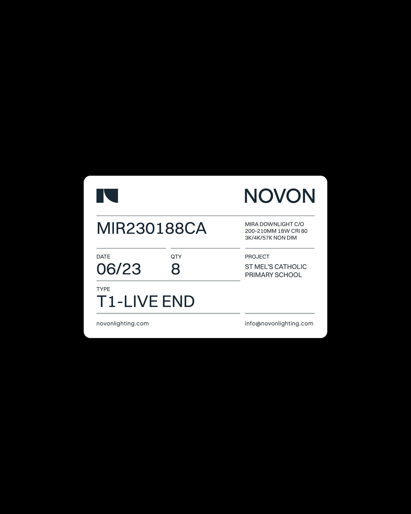 A label for a light.