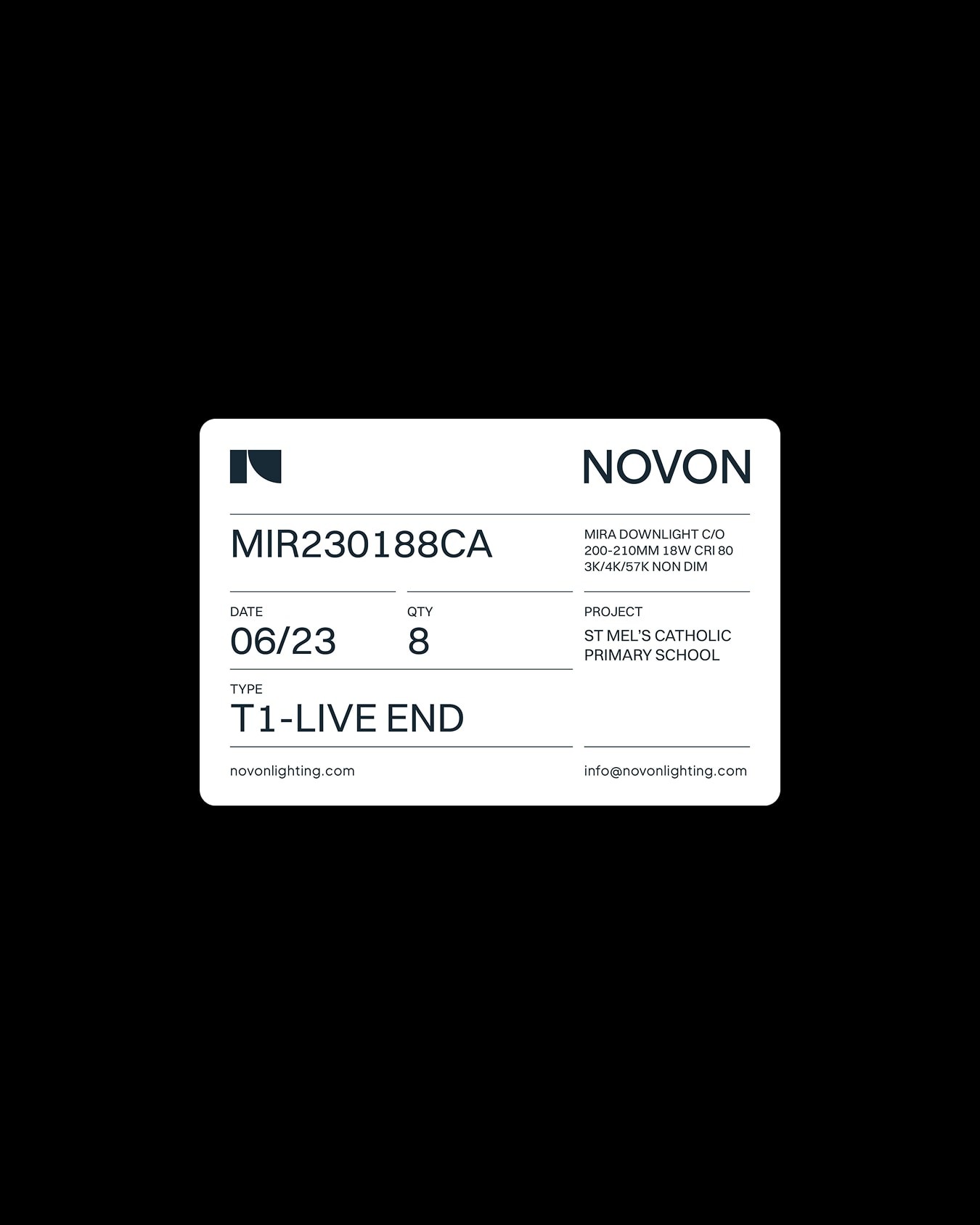 A label for a light.
