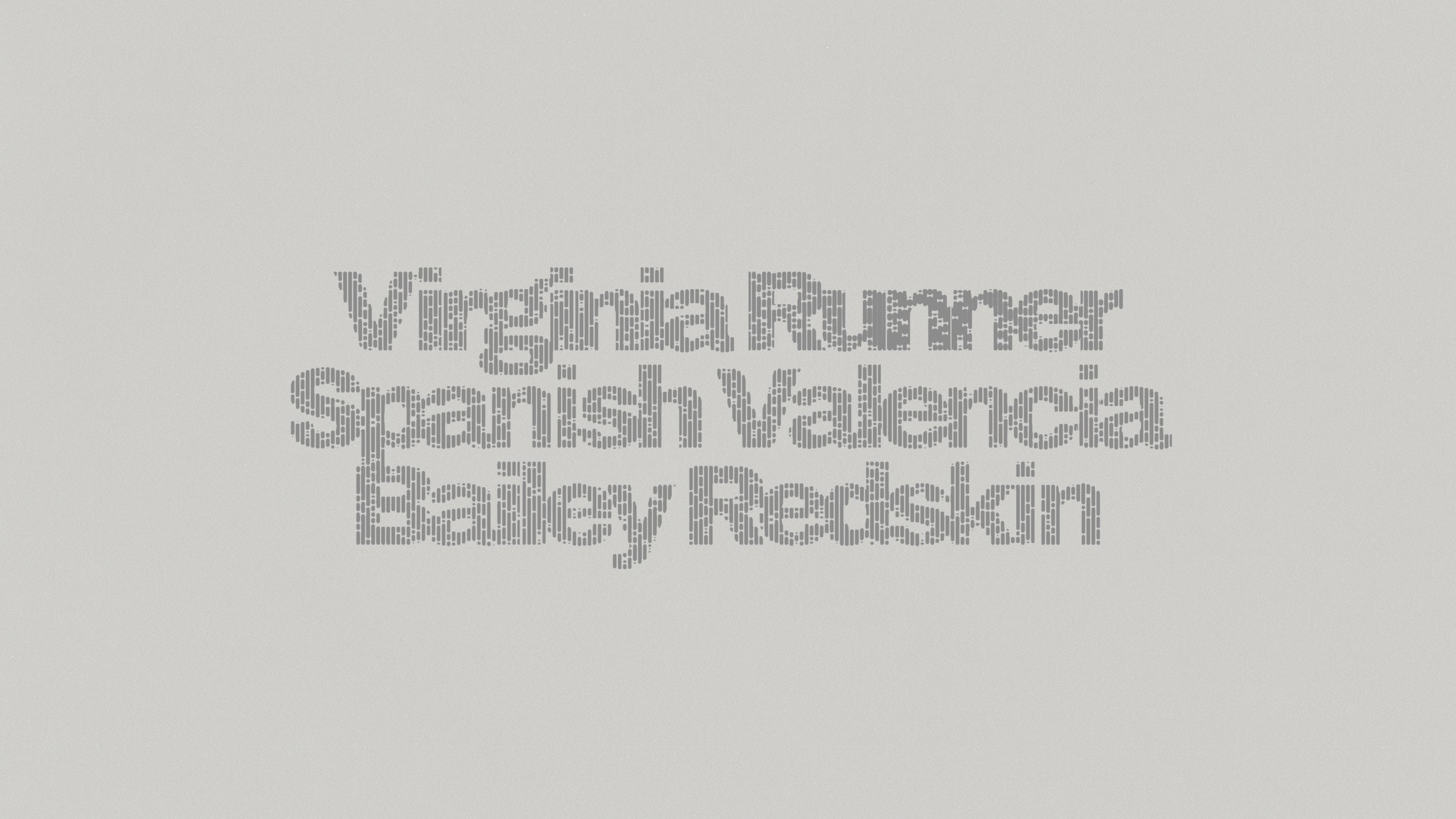 The typeface presented as names of peanuts. "Virginia, Runner, Spanish, Valencia, Bailey and Redskin".
