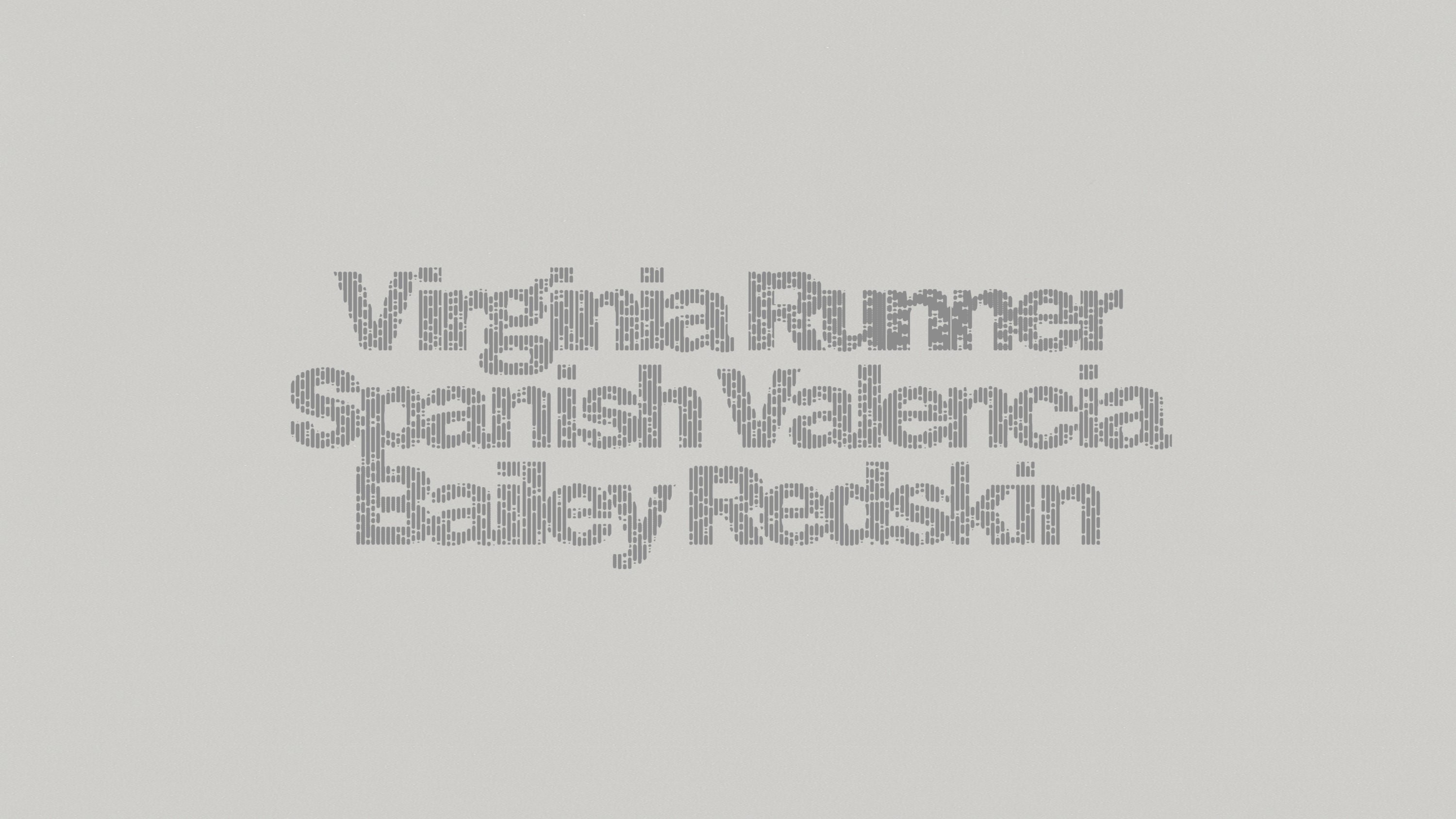 The typeface presented as names of peanuts. "Virginia, Runner, Spanish, Valencia, Bailey and Redskin".