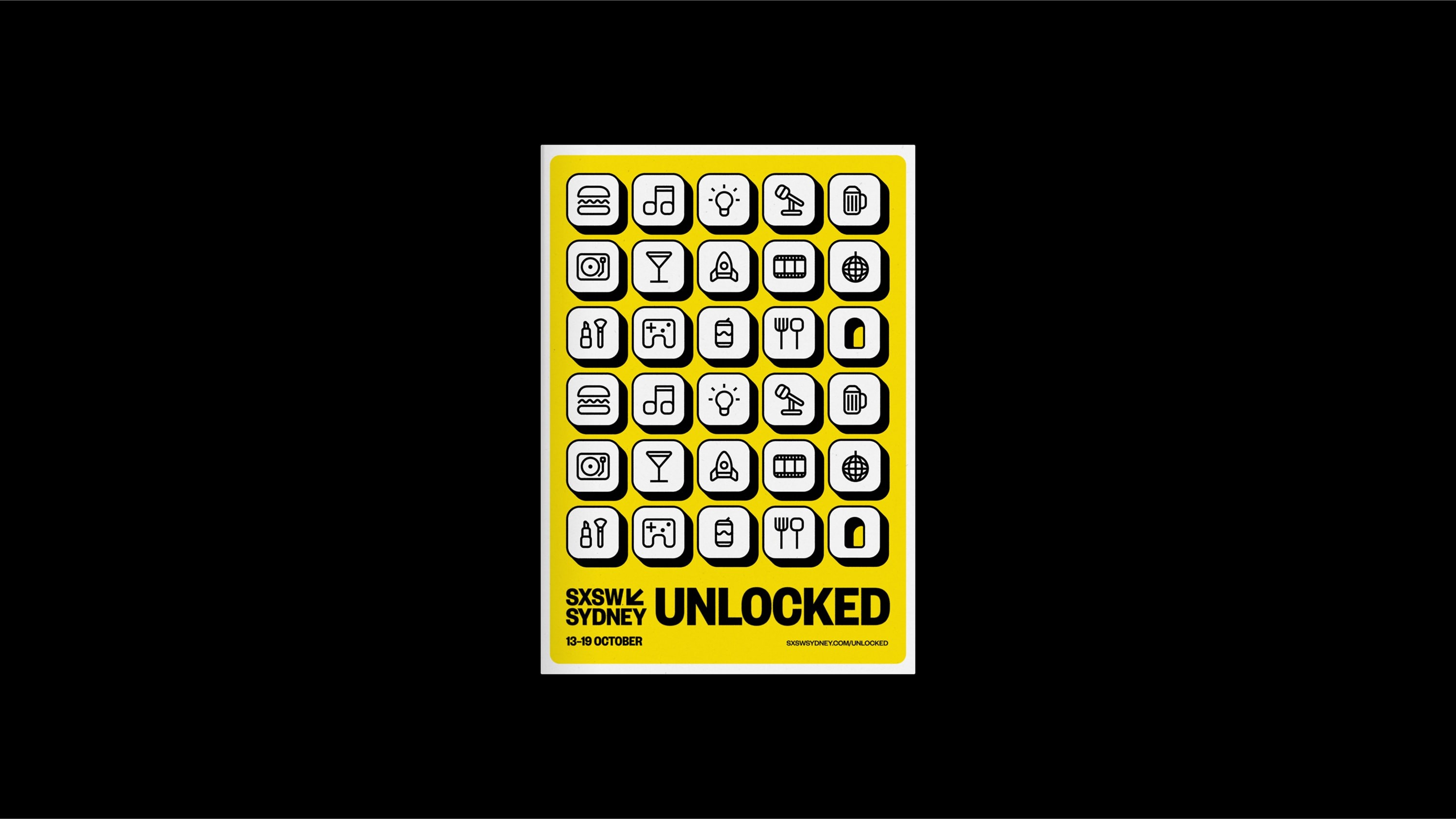 Poster with tiles and logo.