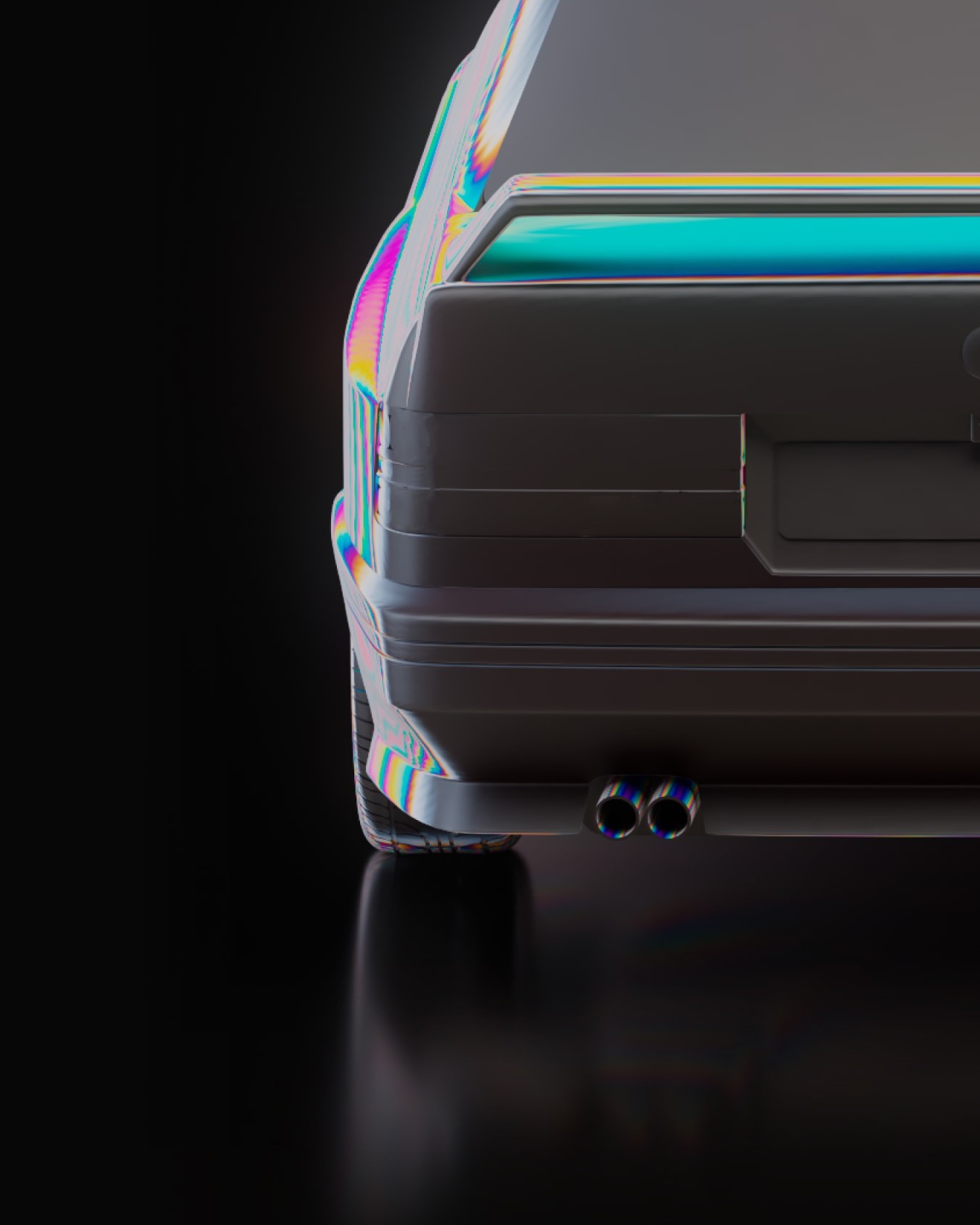Close-up of the stretched rear and twin exhaust.
