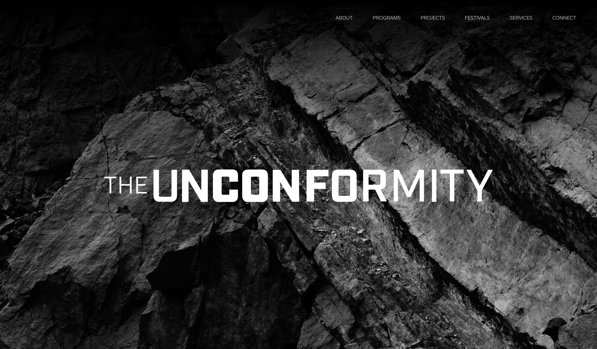 The Unconformity website, project and festival microsites