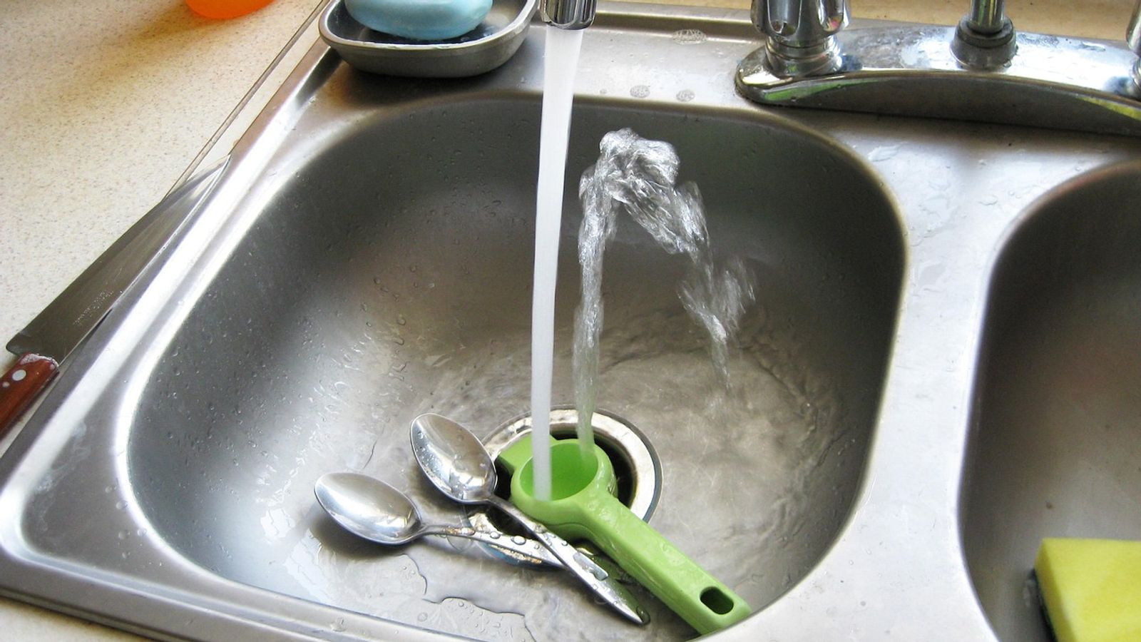 Stainless kitchen faucet and sink