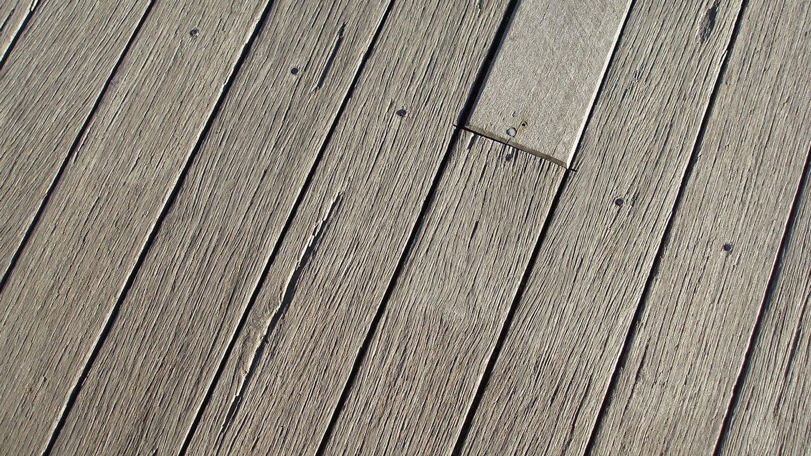 Composite deck boards in a residential outdoor space