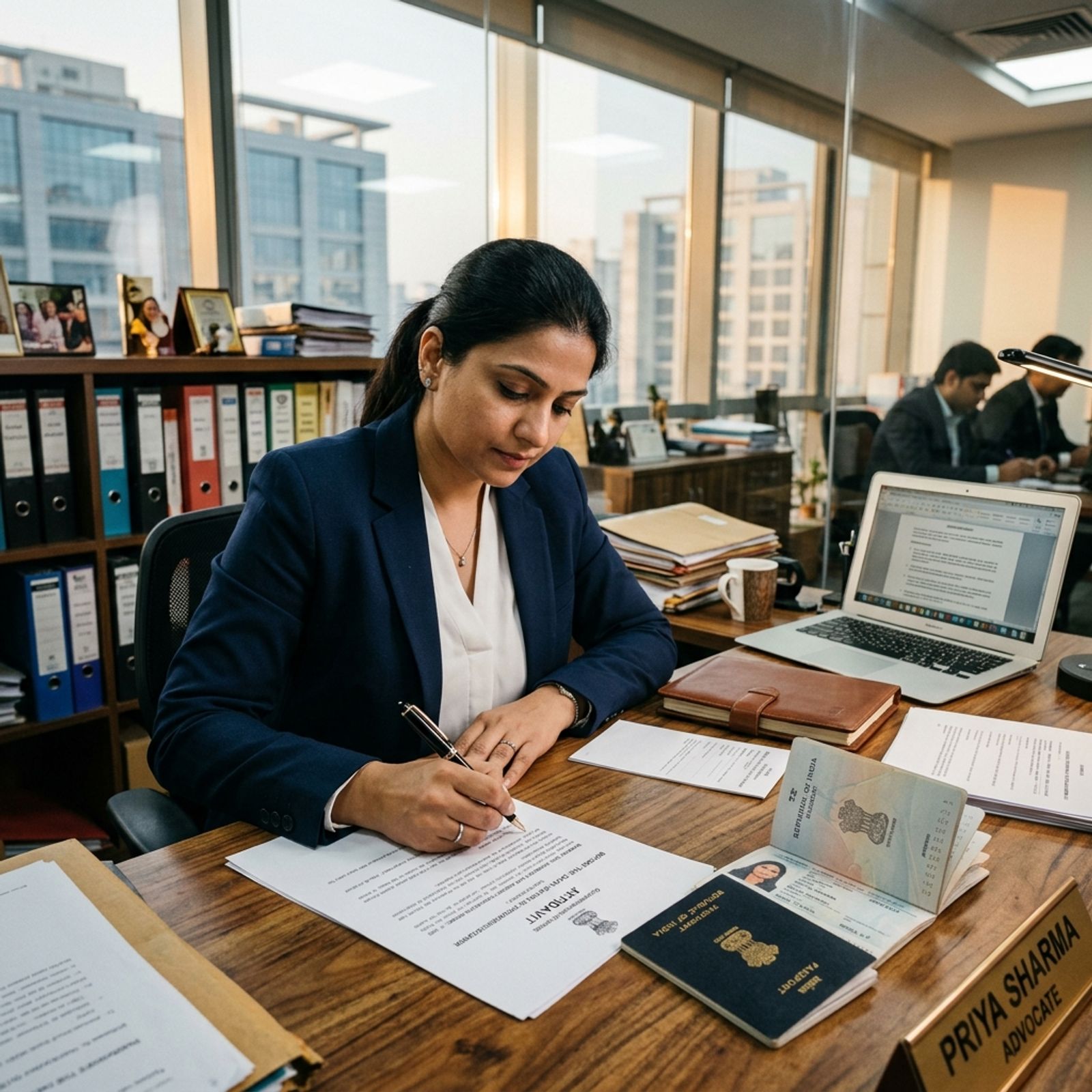 Indian lawyer in Noida drafting a legal Name Clarification Affidavit
