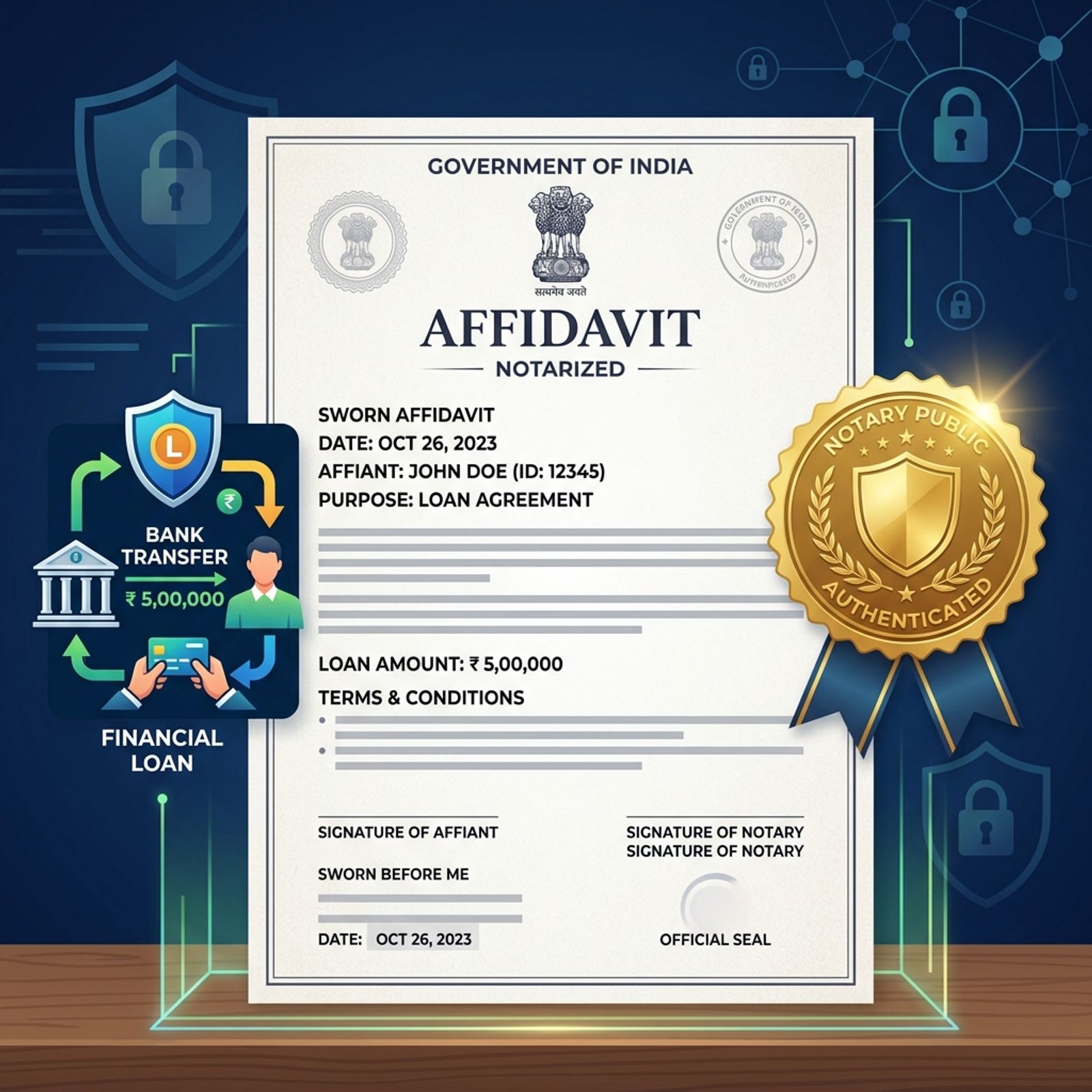 Notarized legal affidavit on official stamp paper