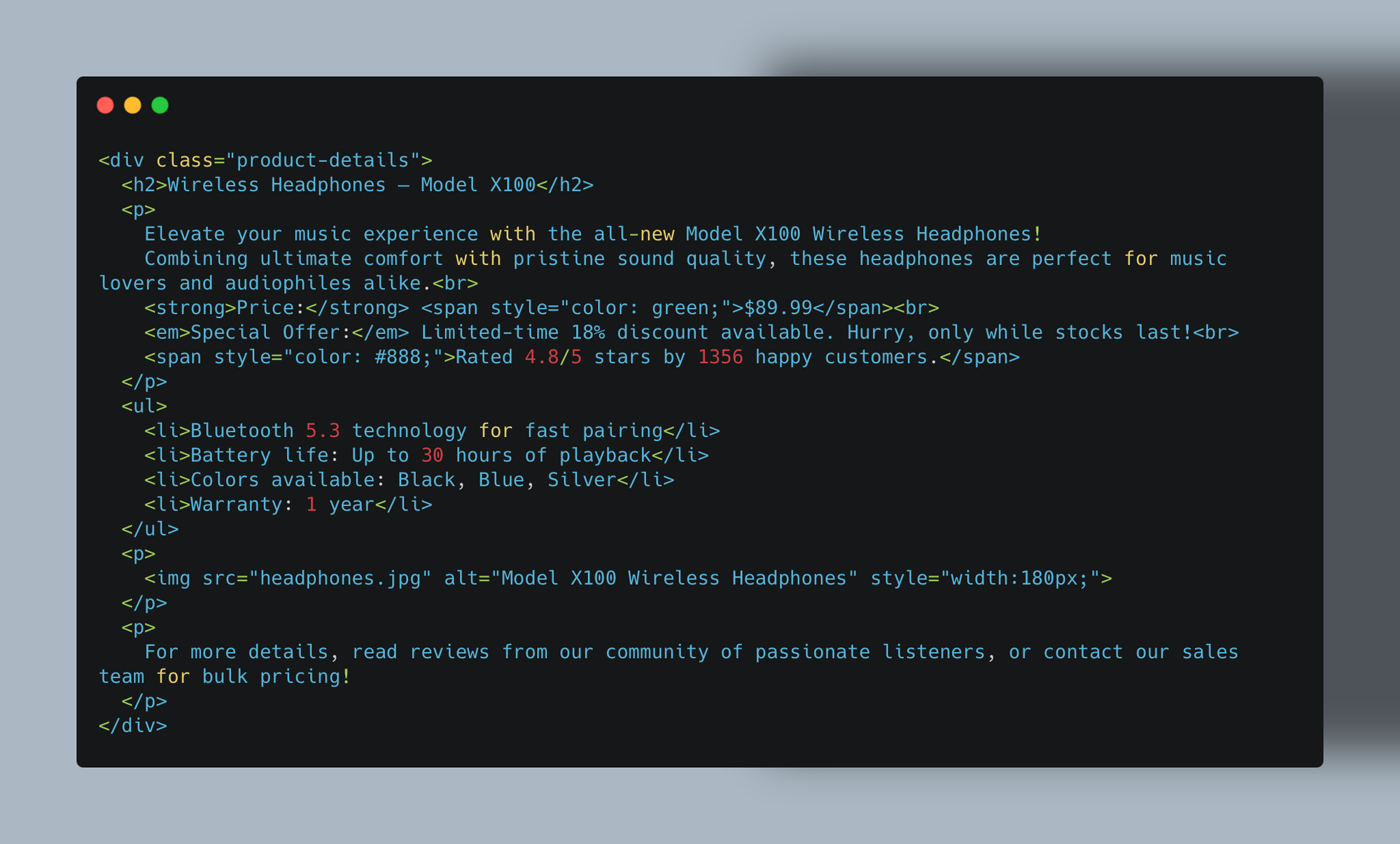 HTML view for humans with all the textual information that is unnecessary for an AI agent