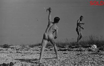 Two male figures, one throwing [P6]