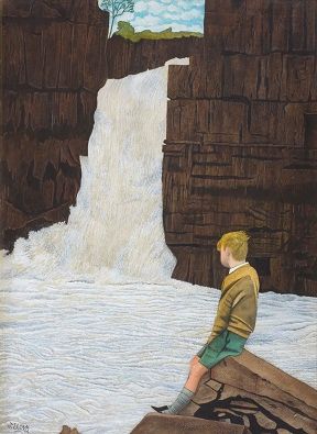 Waterfall with Boy, c.1960's