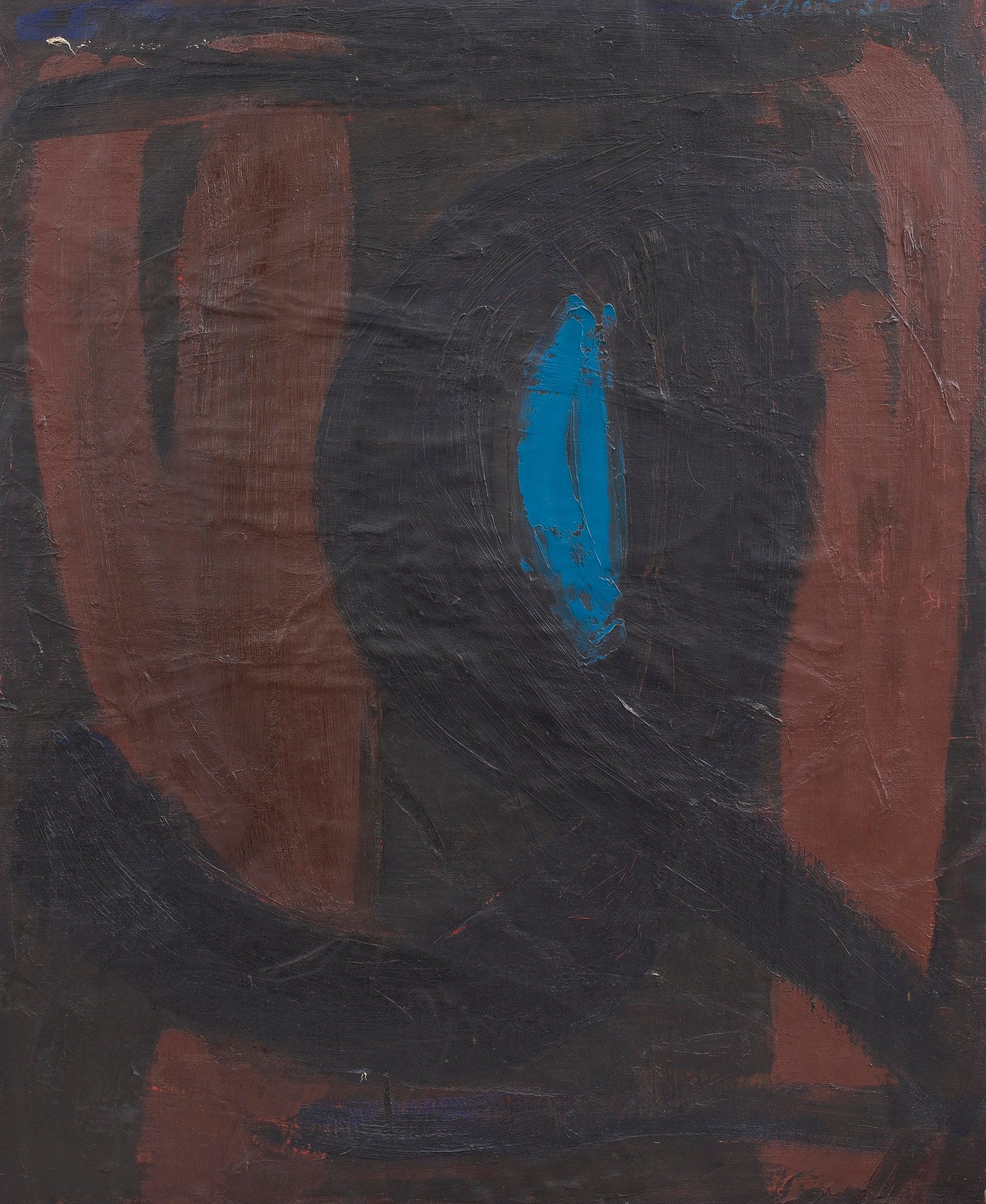 Blue, Red and Brown Abstract