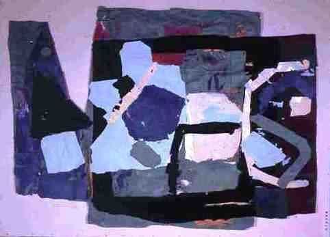 Untitled (Sea Green and Black With Red and Blue Traces)