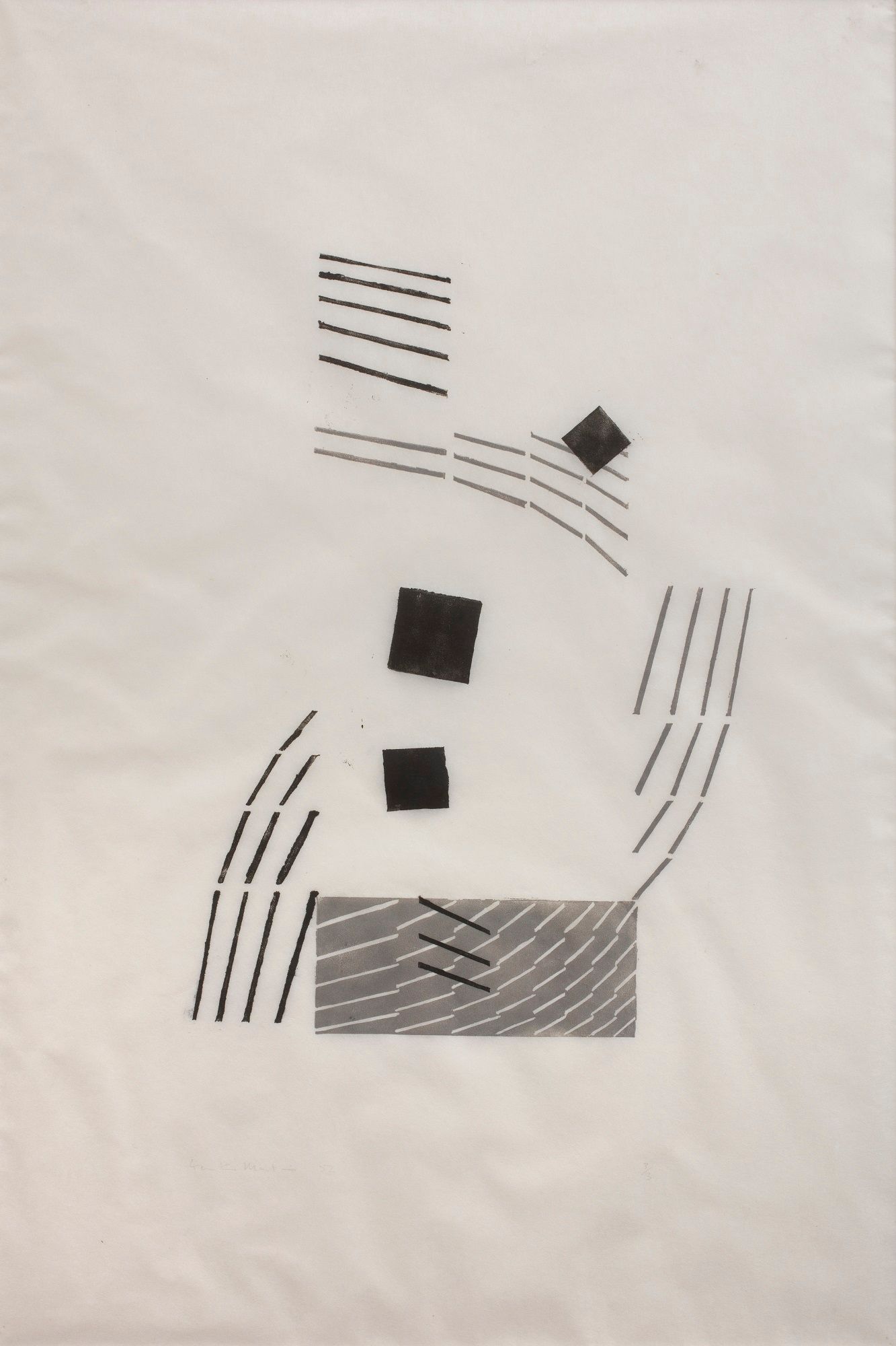 Untitled (Abstract, Black And Grey With Short Lines)