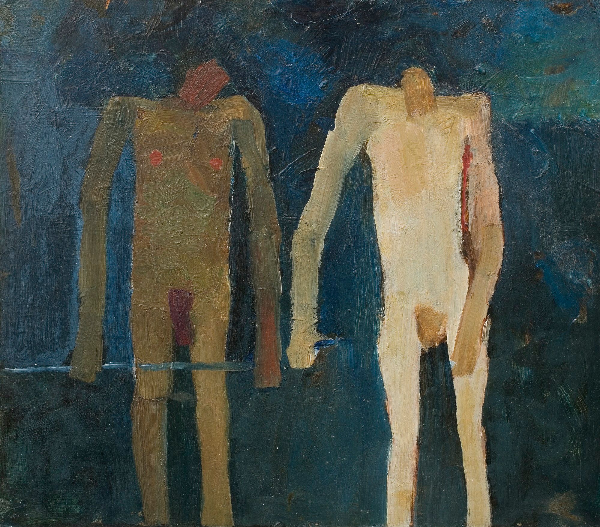 Two Figures with a Snake