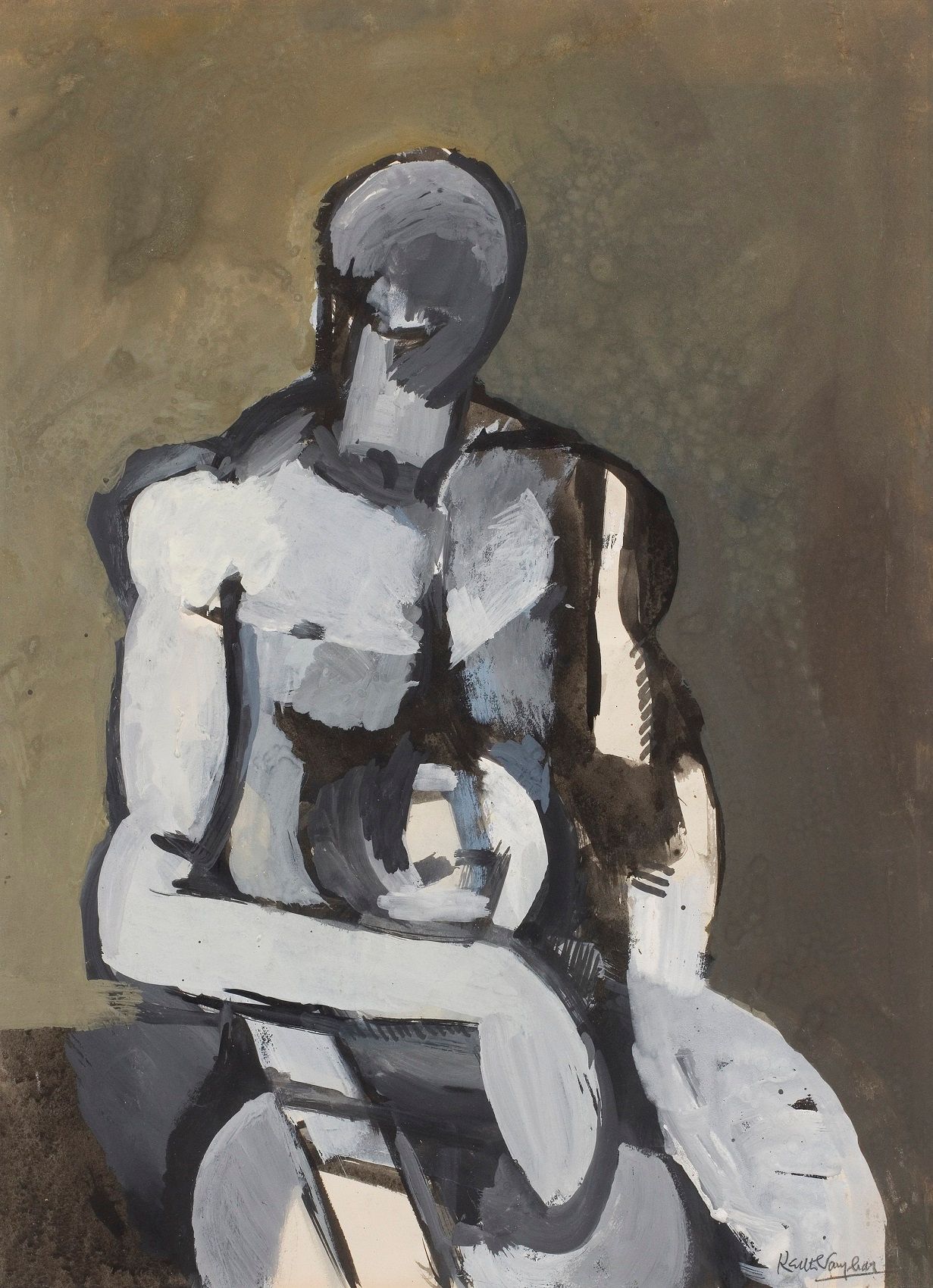 Grey Seated Figure