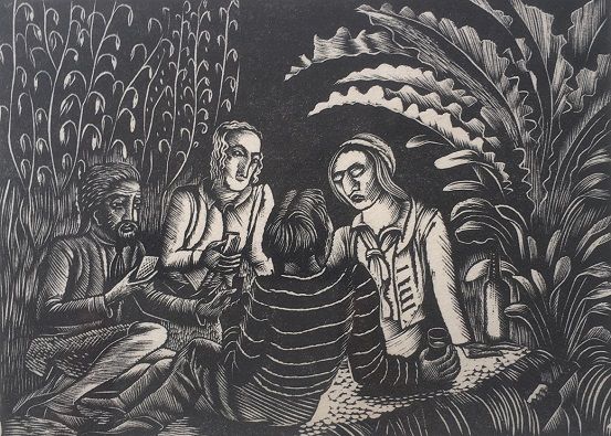 Had Surprised Four of Them Playing Cards Under a Tree