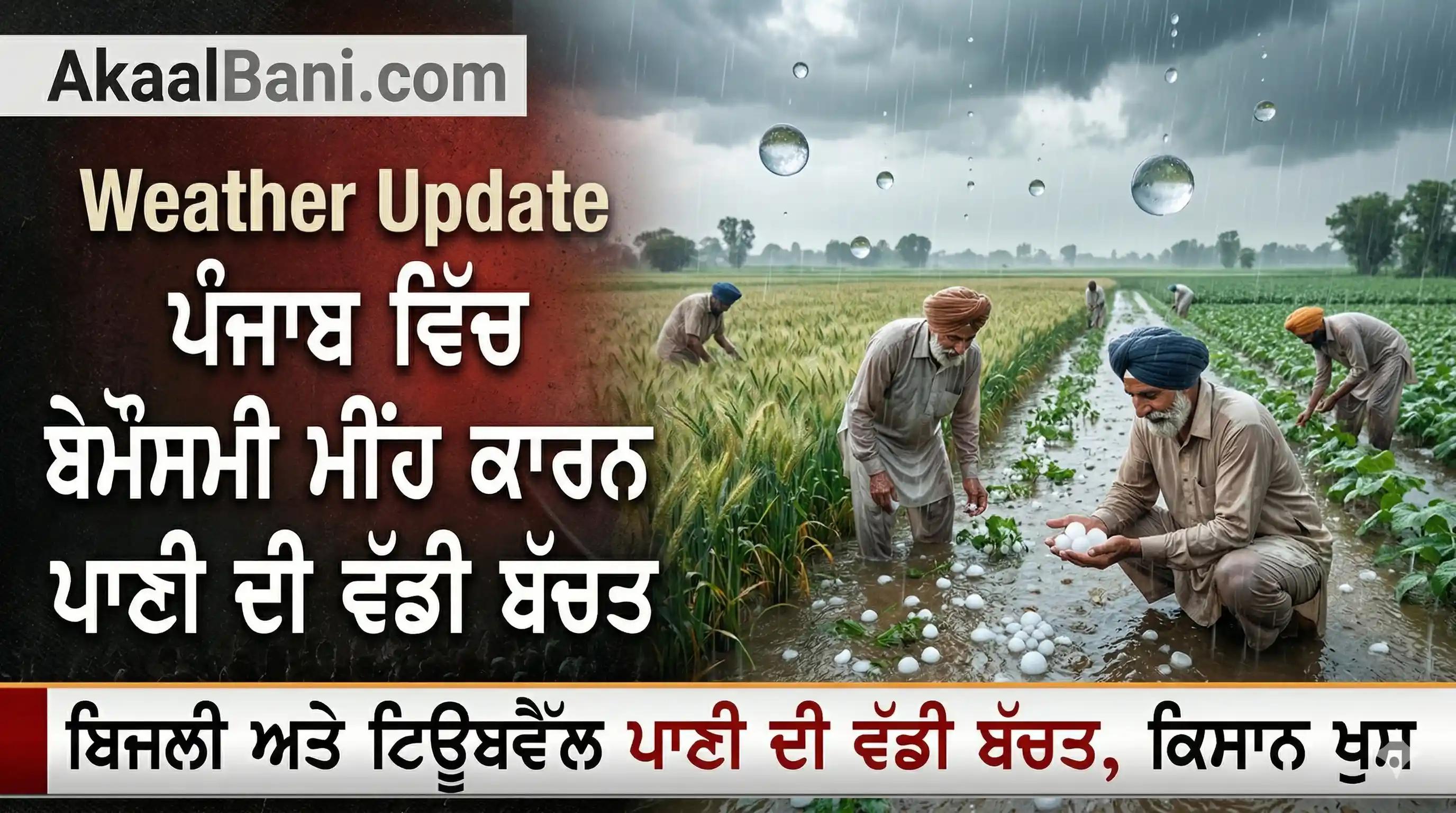 ਪੰਜਾਬ ਵਿੱਚ ਬੇਮੌਸਮੀ ਮੀਂਹ ਨਾਲ ਪਾਣੀ ਦੀ ਵੱਡੀ ਬੱਚਤ, ਵਧਿਆ ਜ਼ਮੀਨੀ ਪਾਣੀ ਦਾ ਪੱਧਰ