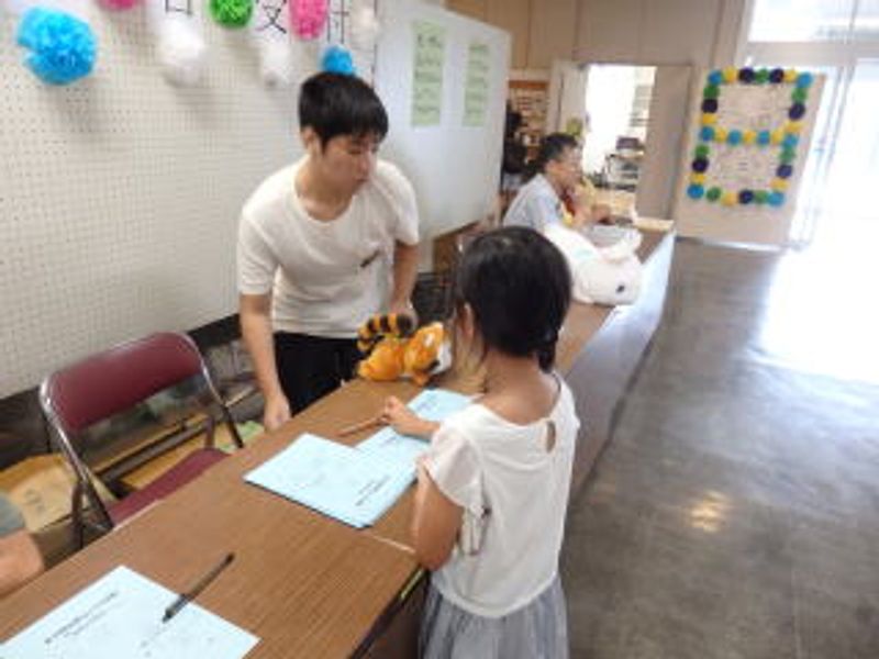 スタンプラリー、名前を書いて…♪