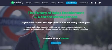 The homepage of Mediafly sales enablement tool