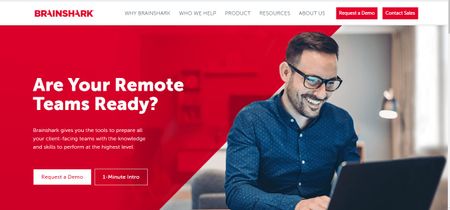 The homepage of Brainshark sales enablement tool