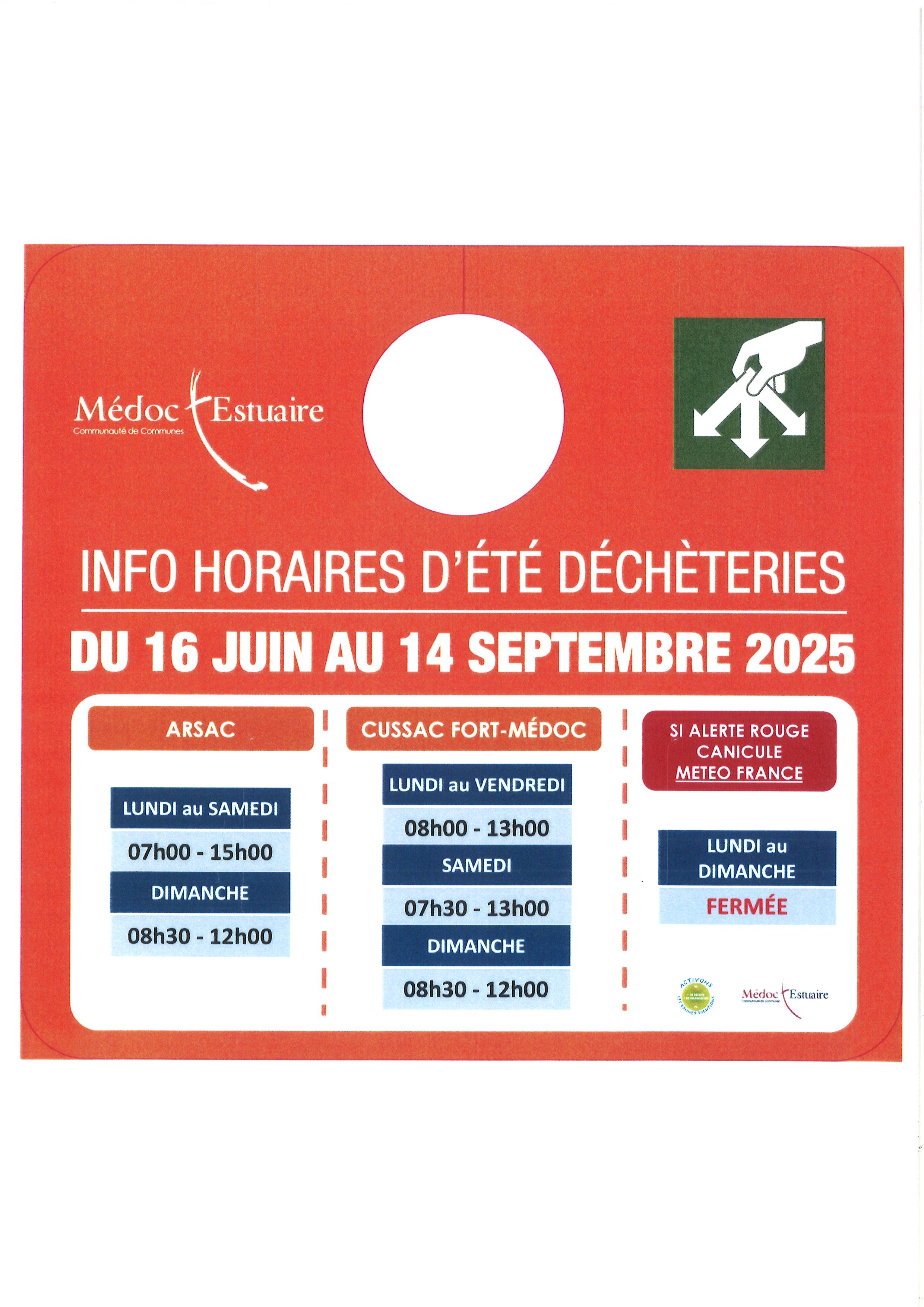 horaires d'été déchetterie