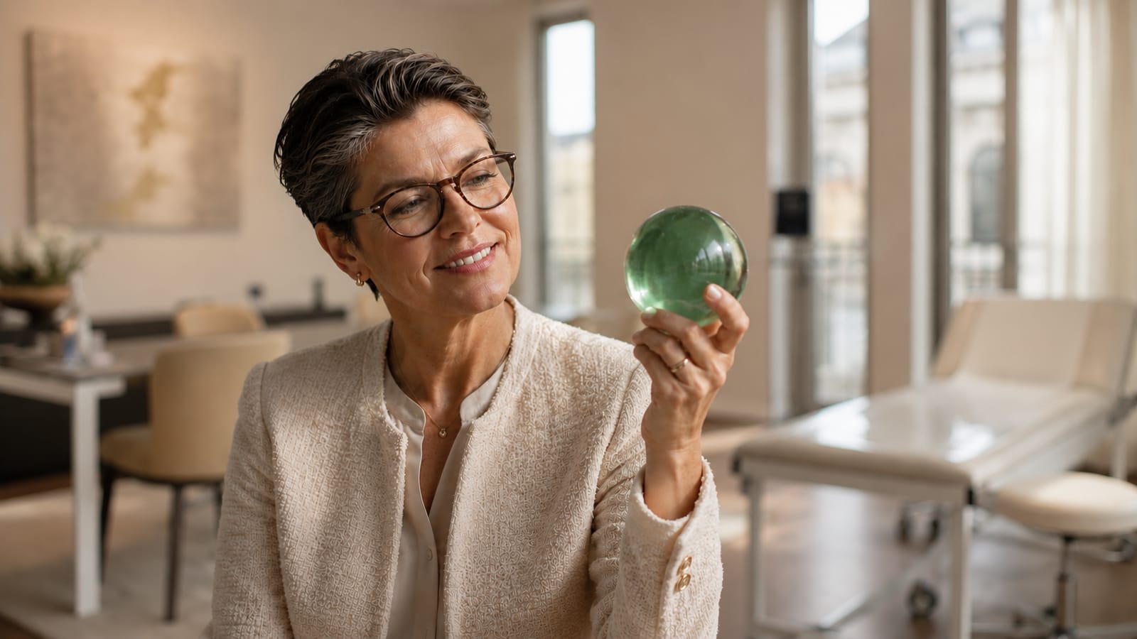 Ärztin berät eine Patientin zur bioidentischen Hormontherapie im Menopause Zentrum — individuell dosiert und leitliniengerecht.