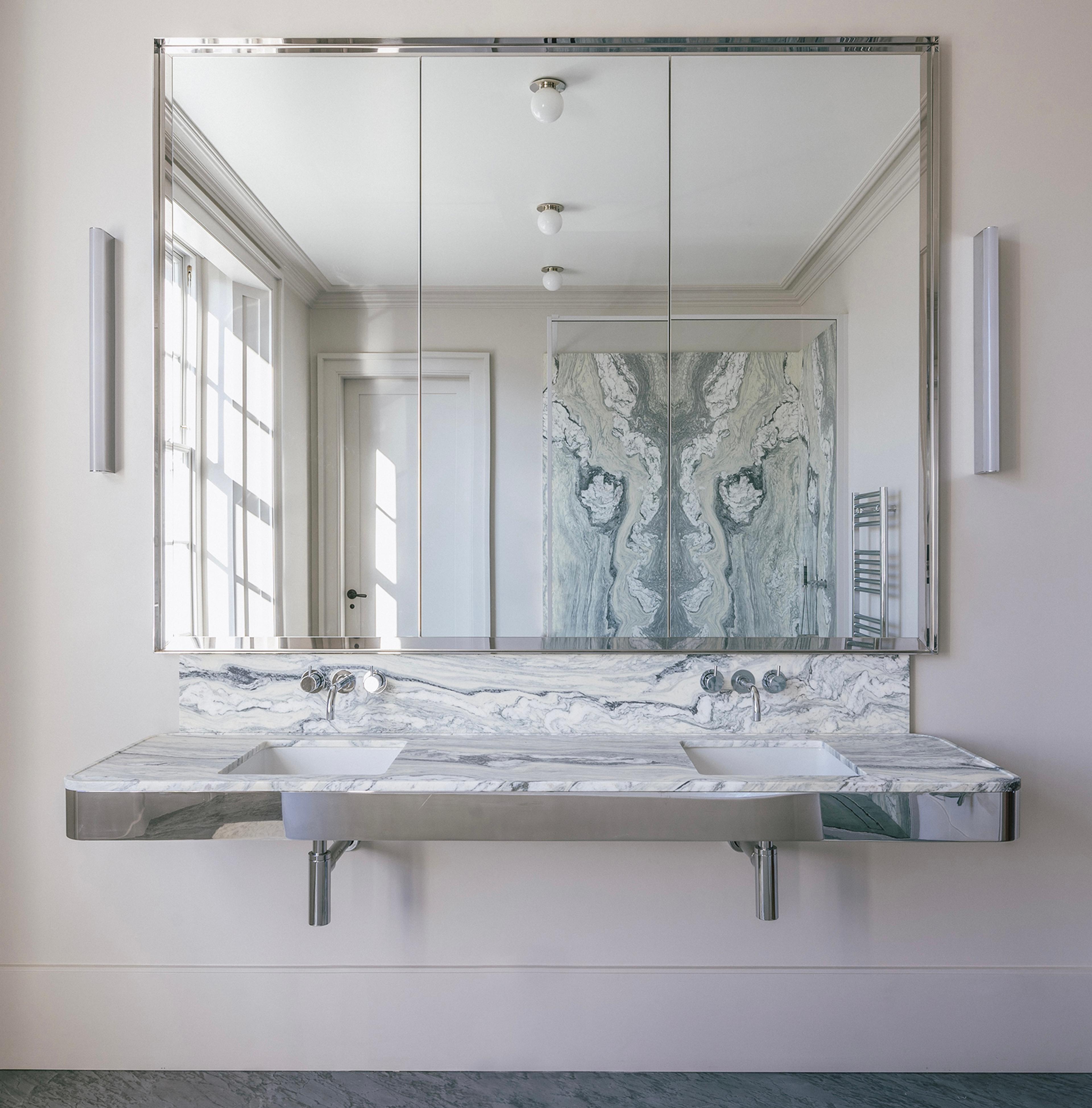 Stainless steel and marble vanity unit  Photo: Emily Marshall