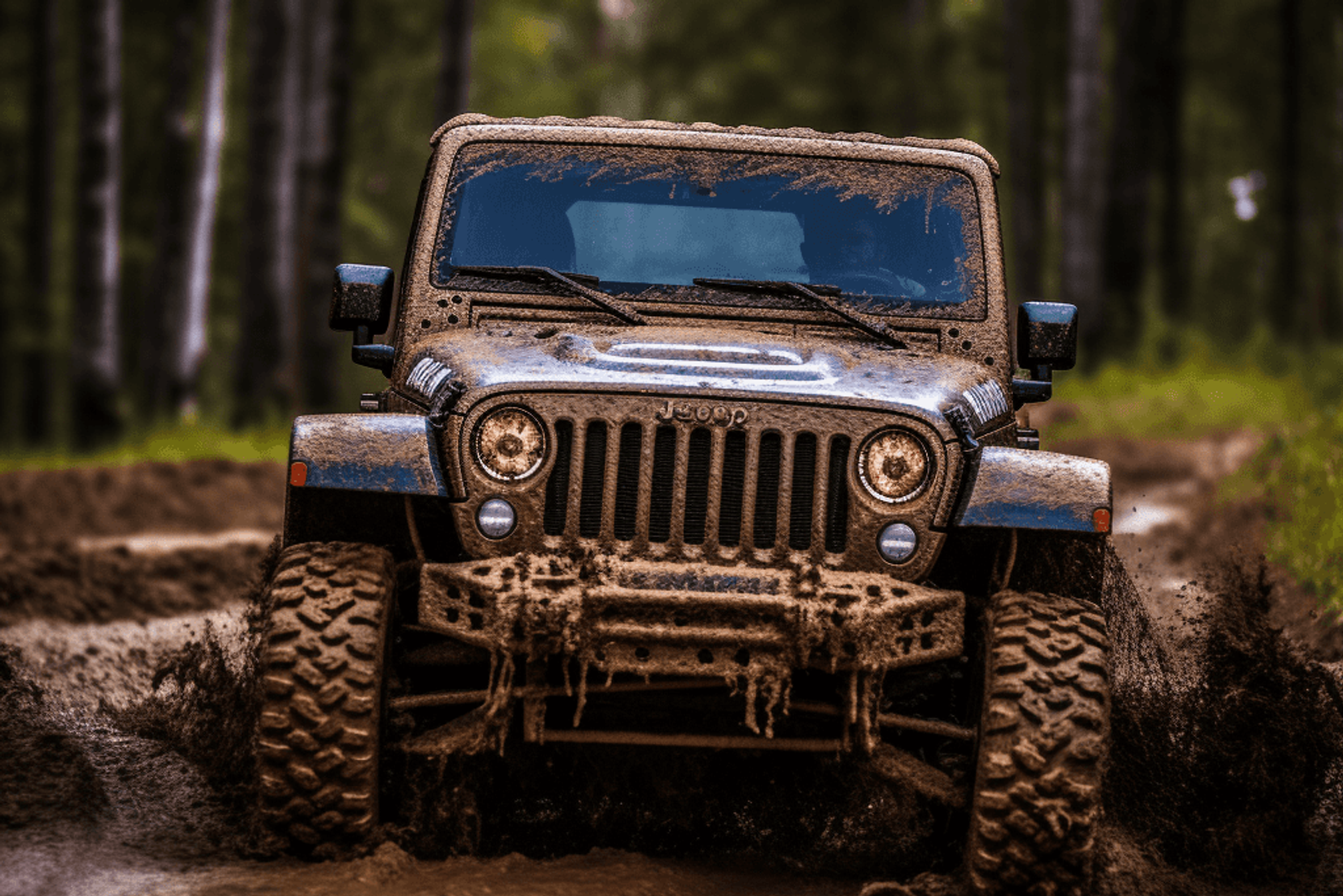 MJ Prompt: jeep going fast and unincombared through mud