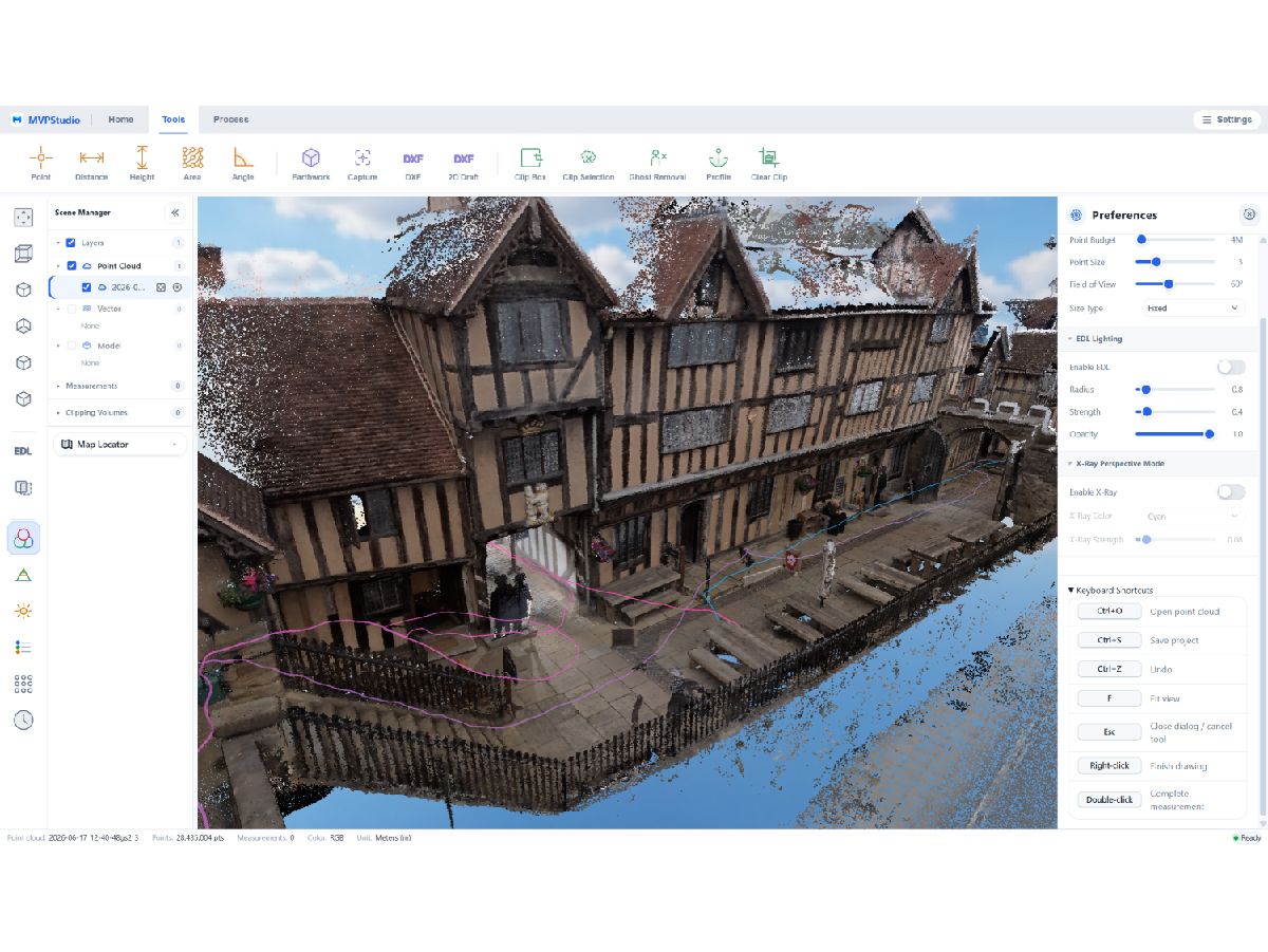 Open, inspect, and organize point clouds from any scanner.