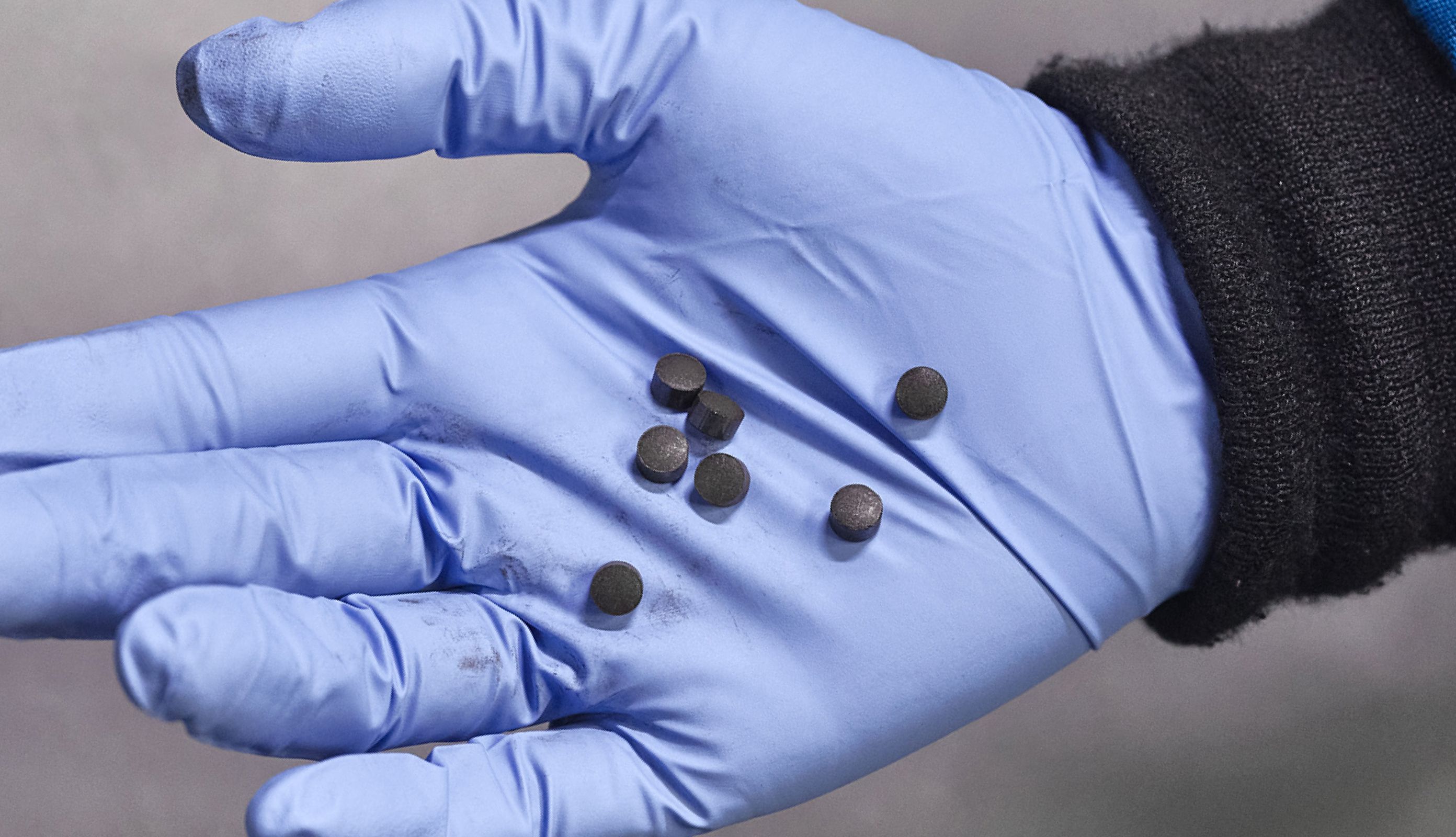 catalyst pellets in hand