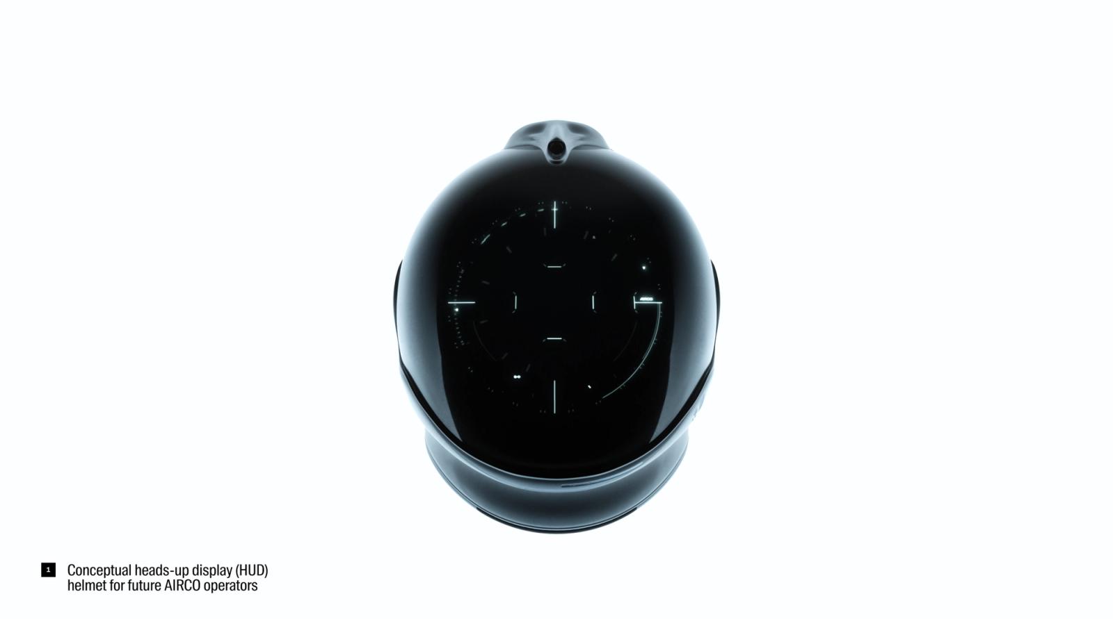 Conceptual space helmet with a heads-up display for future AIRCO operators