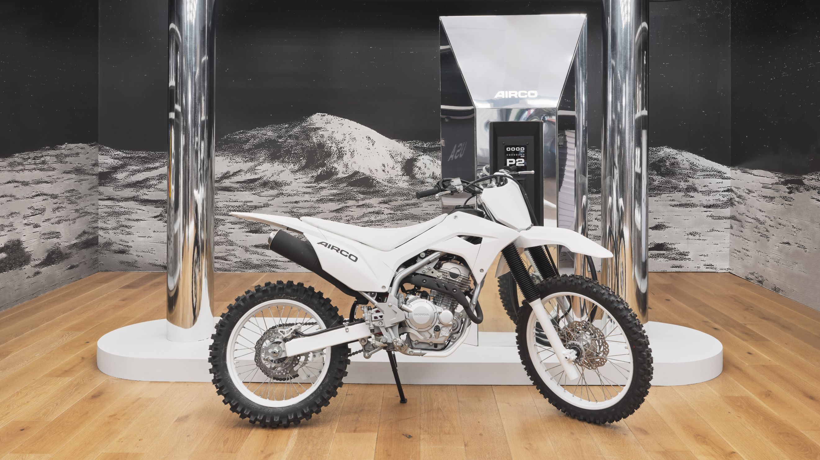 custom white motocross bike with AIRCO branding
