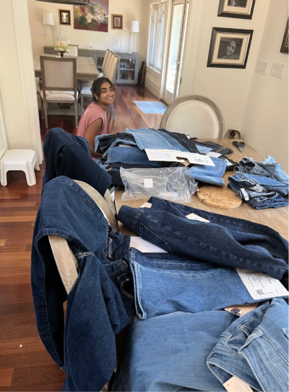 An early pair of adaptive jeans being tested