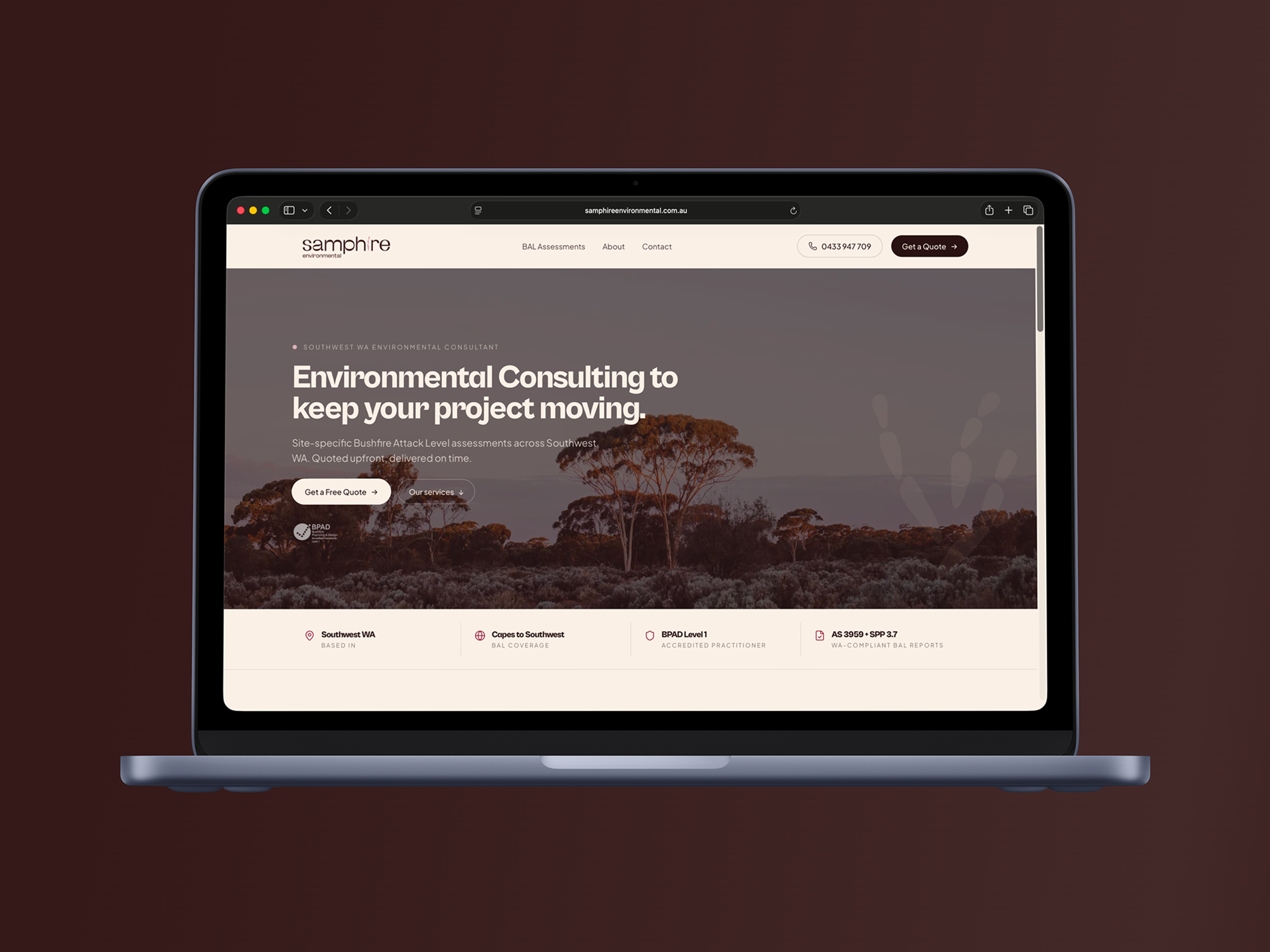 Samphire Environmetal Home Page Mockup #1