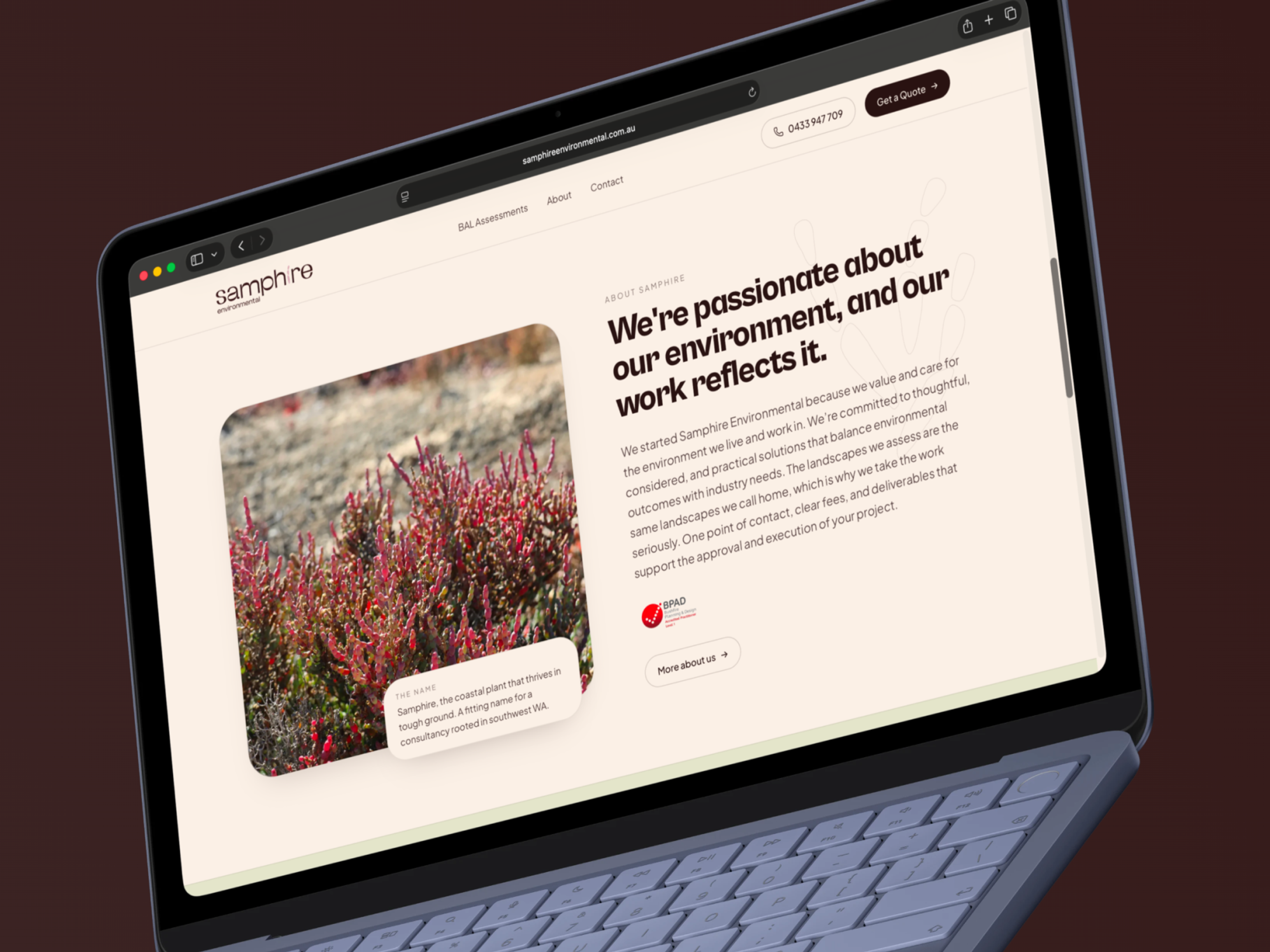 Samphire Environmetal About Mockup #1