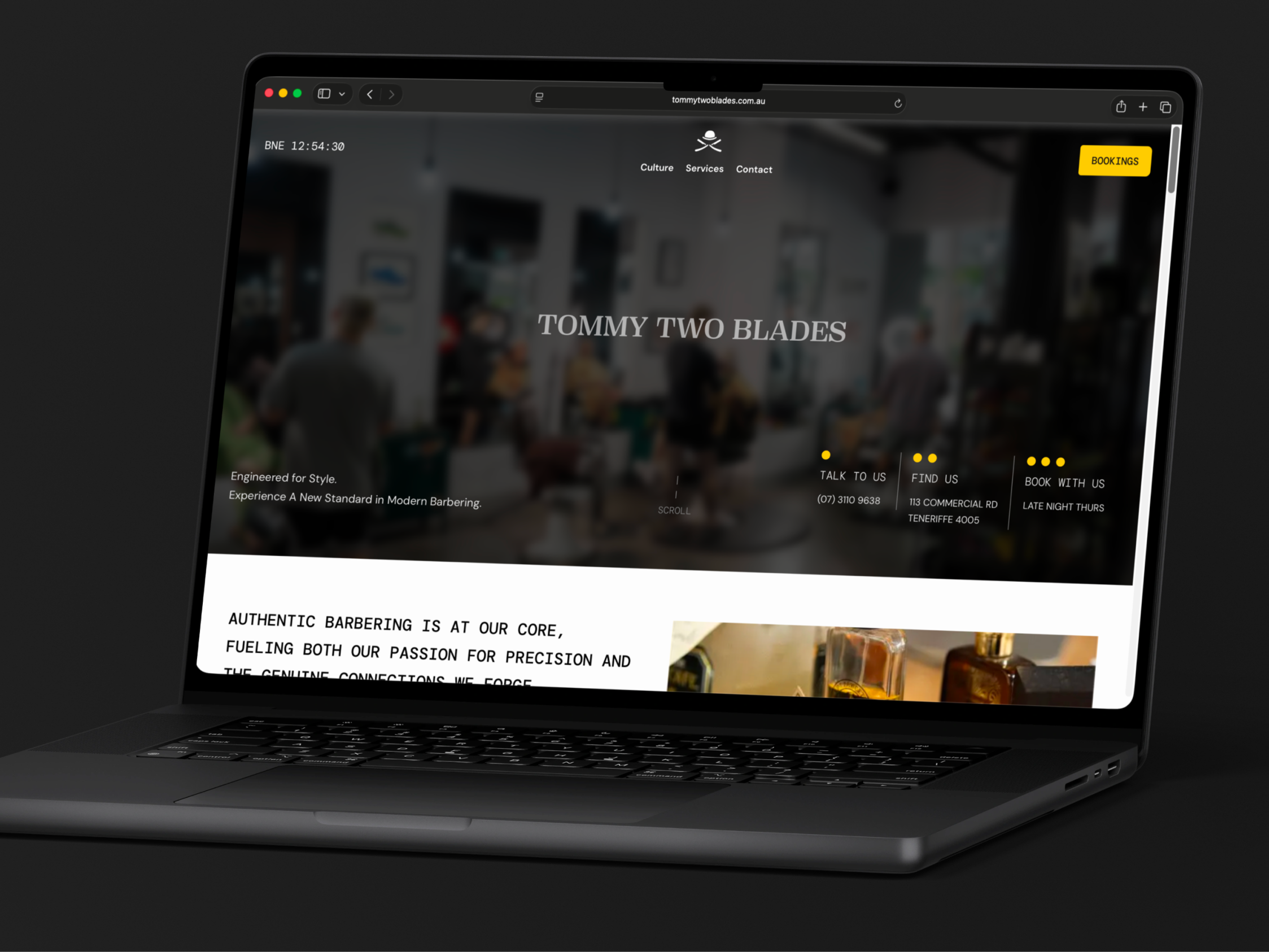 Tommy Two Blades Website Laptop Mockup