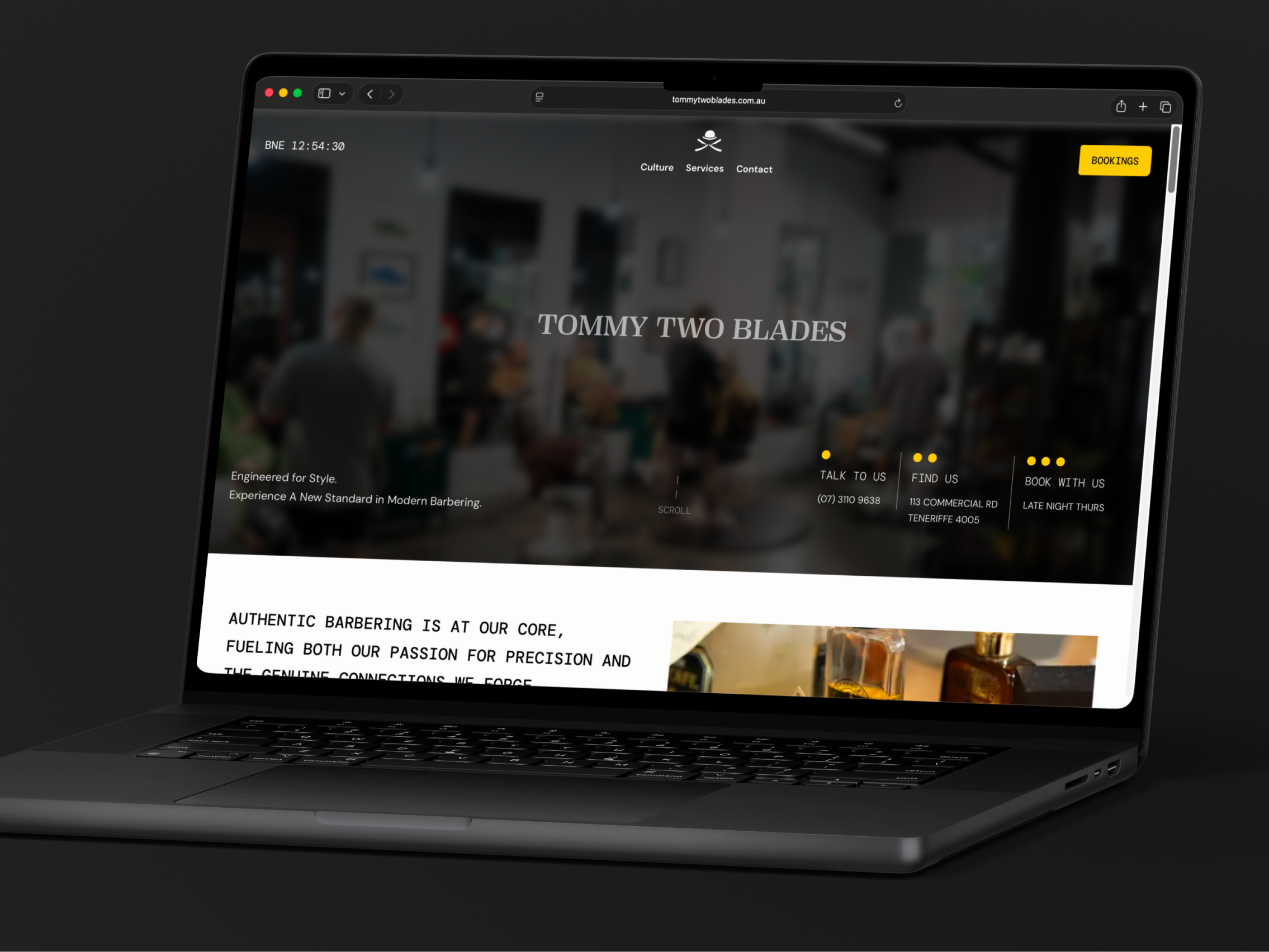 Tommy Two Blades Website Laptop Mockup