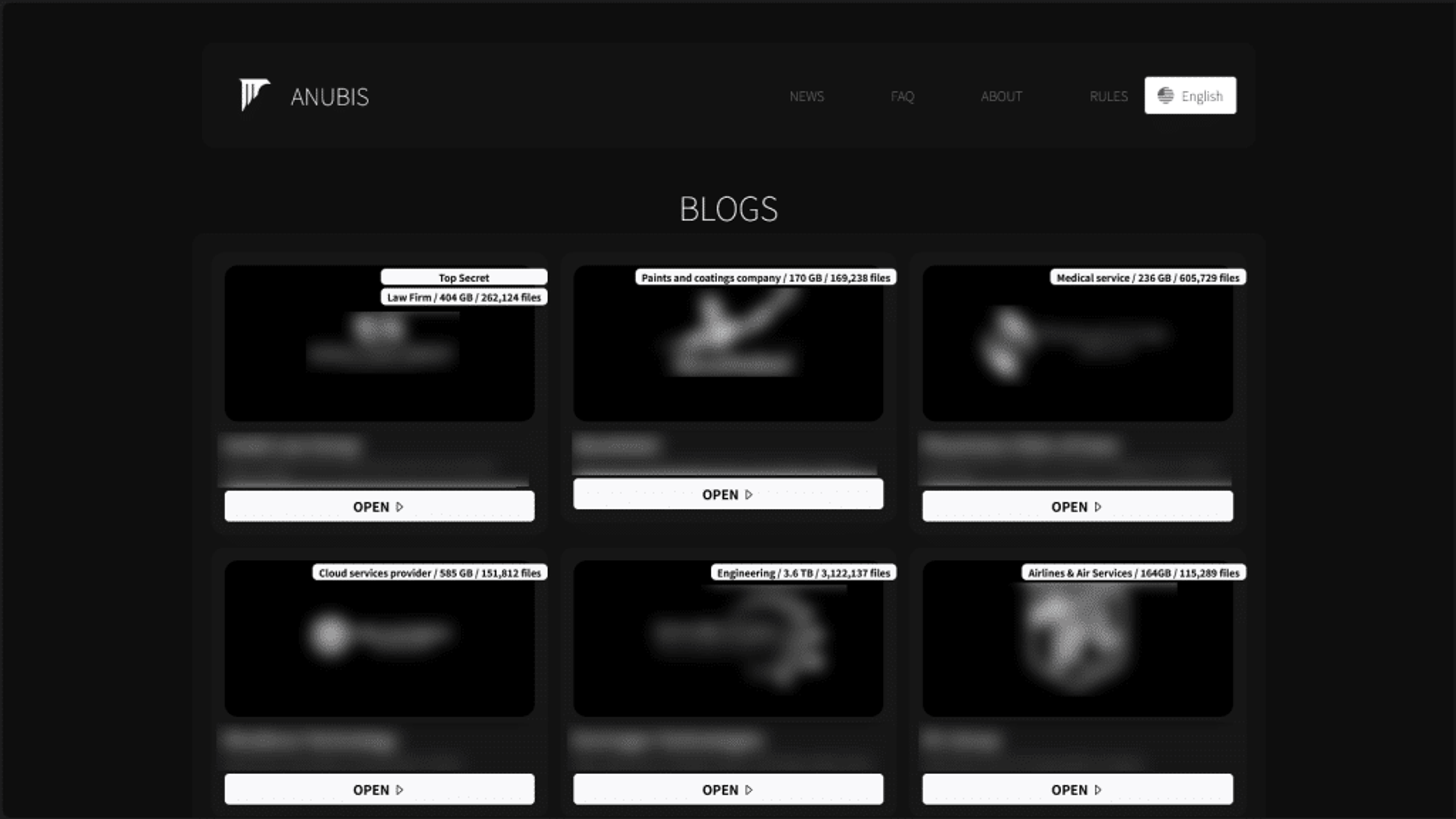 Anubis Ransomware Leak Site