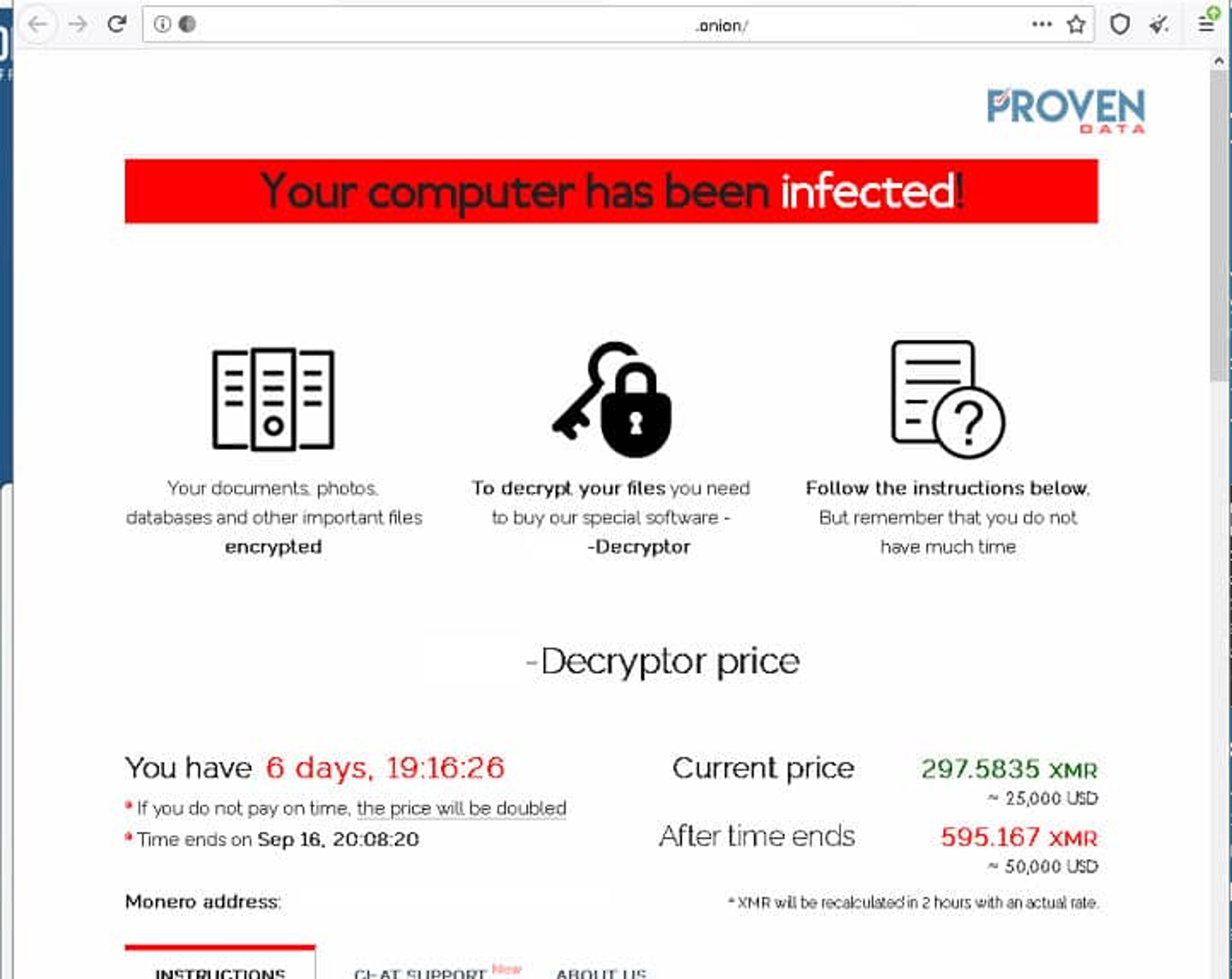 example of the ransom note that victims of Sodinokibi will find on their computer
