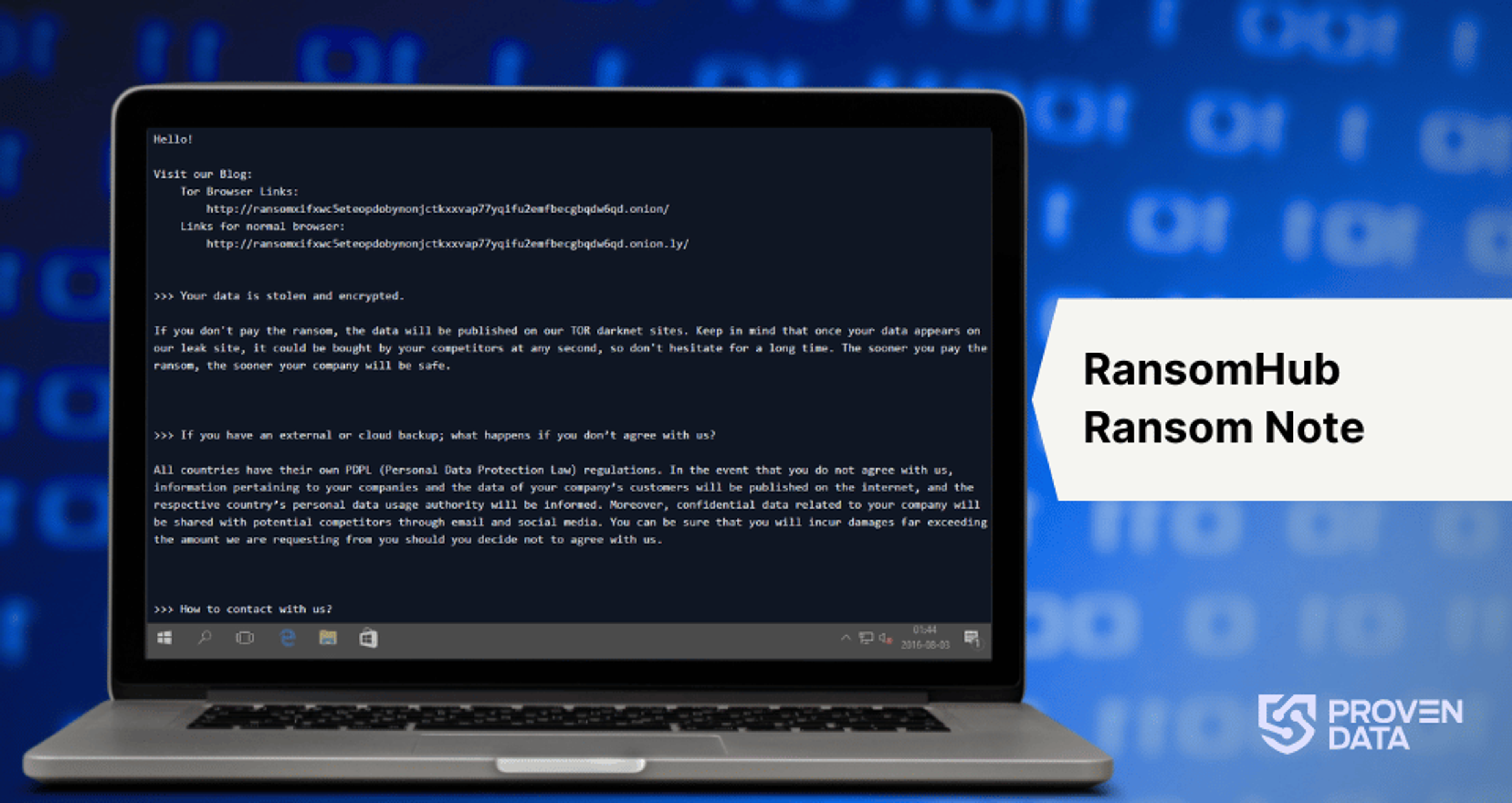 Example of the RansomHub ransomware note