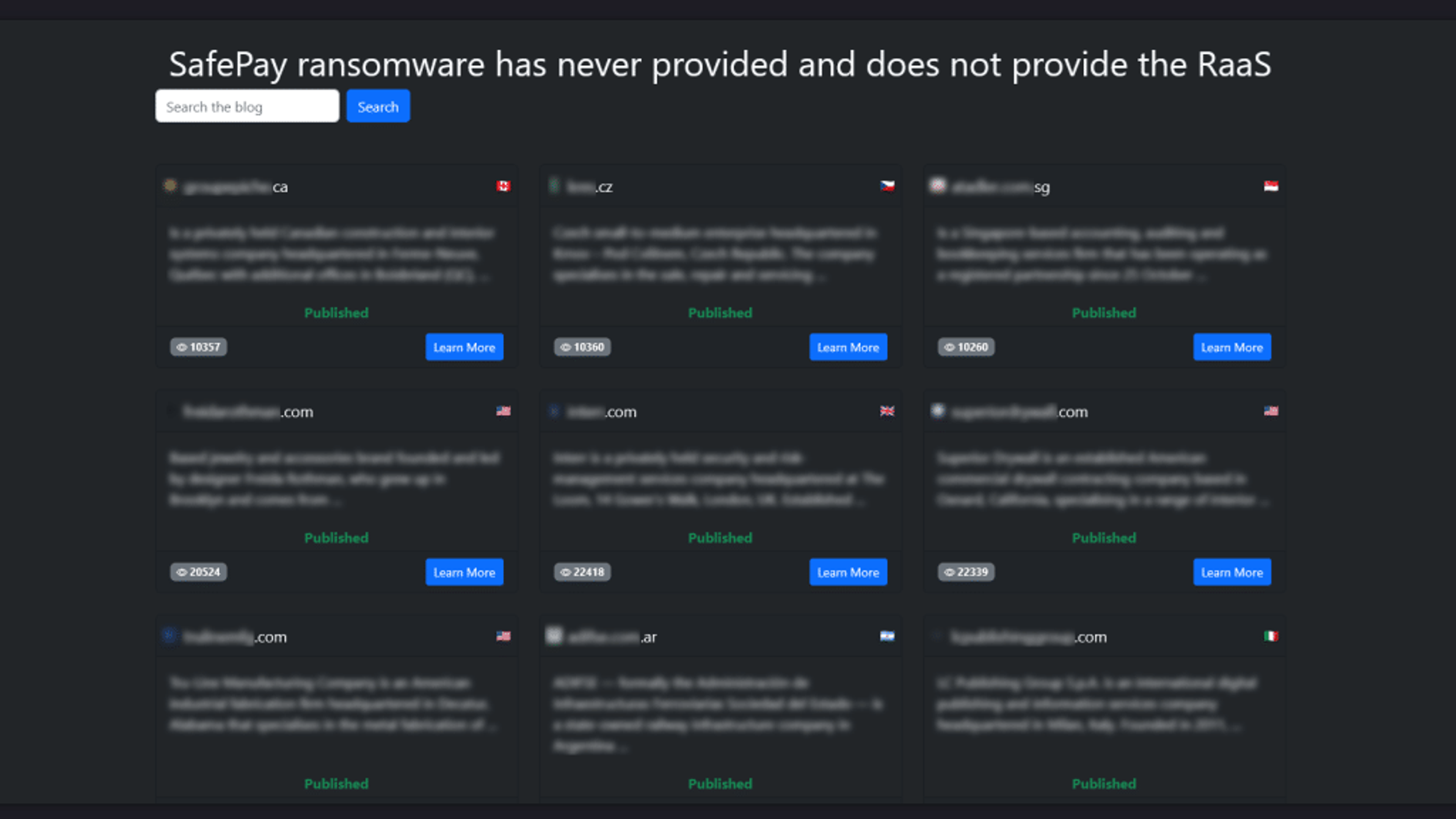 SafePay Ransomware Leak Site