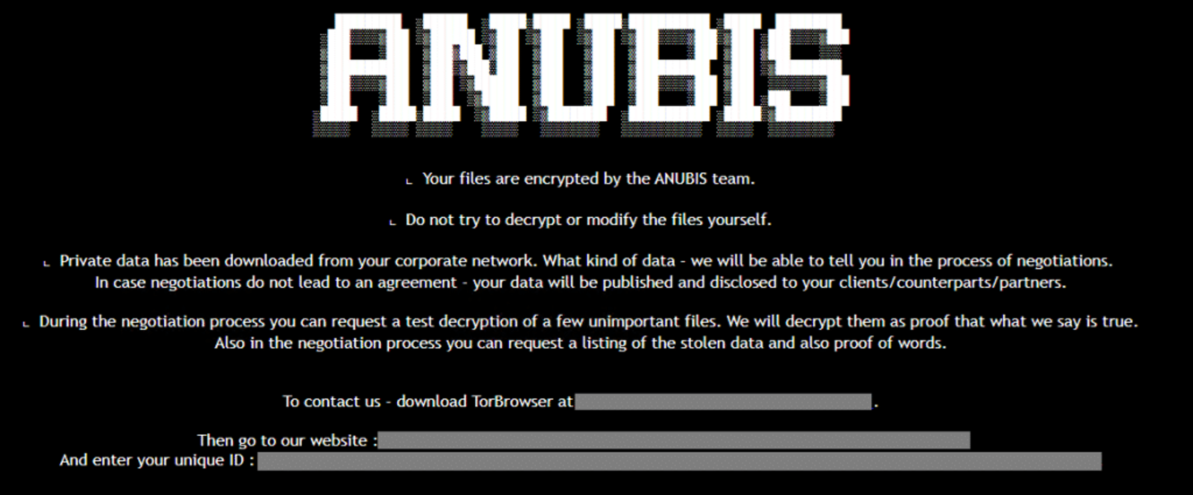 Anubis Ransomware Ransom Note RESTORE FILES.html