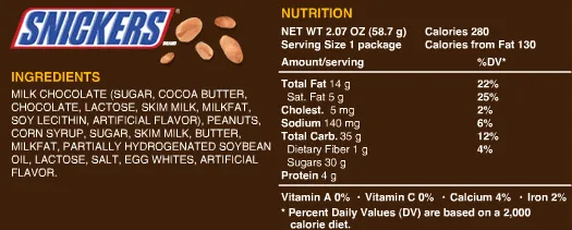 Snickers label