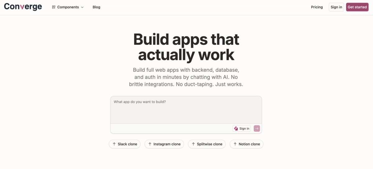 Converge interface screenshot