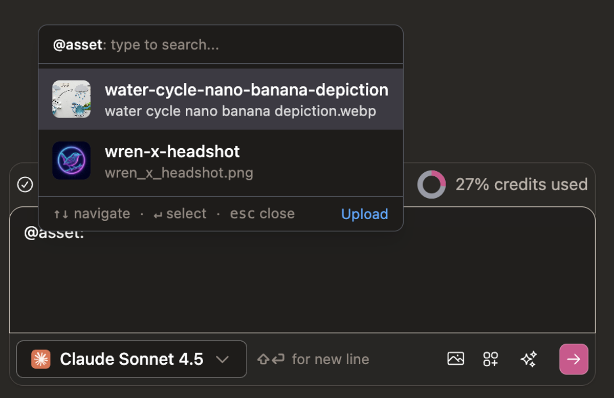 in chat asset reference