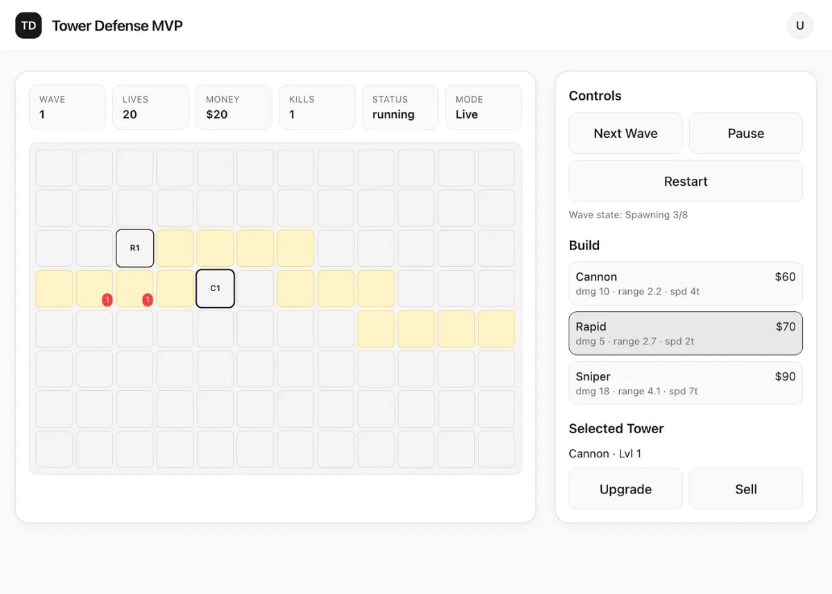 Tower Defense from GPT 5.3