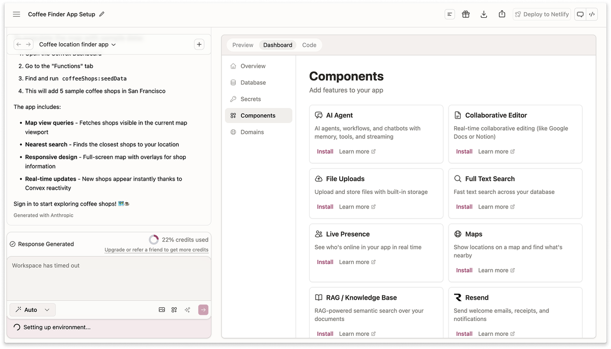 Converge UI of the workbench dashboard