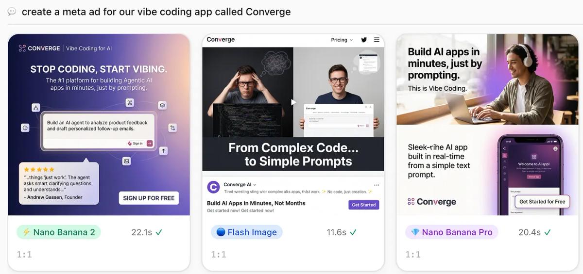 Meta Ad examples created with Nano Banana 2